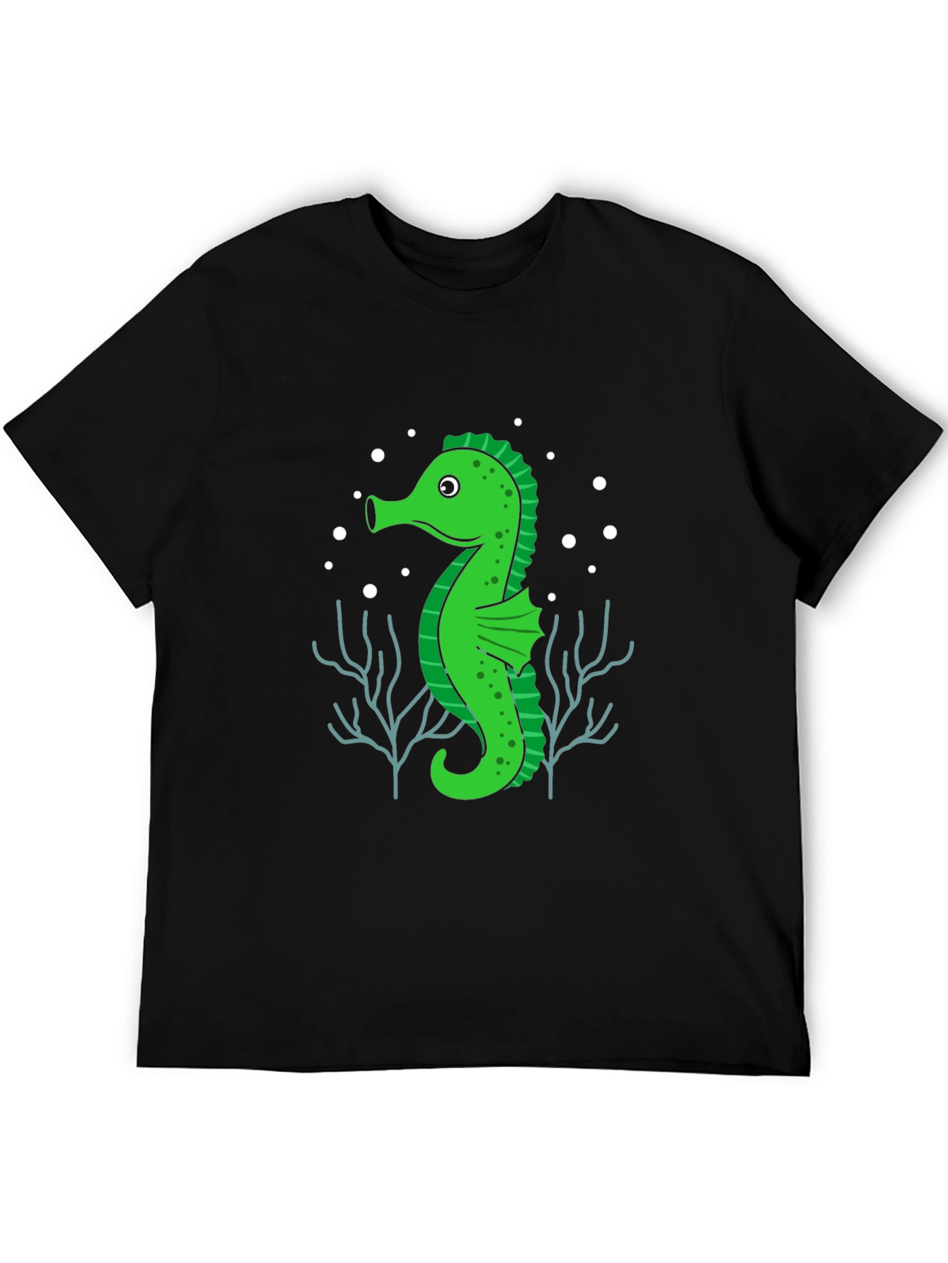 Seahorse Graphic Tee - Black Cotton T-Shirt