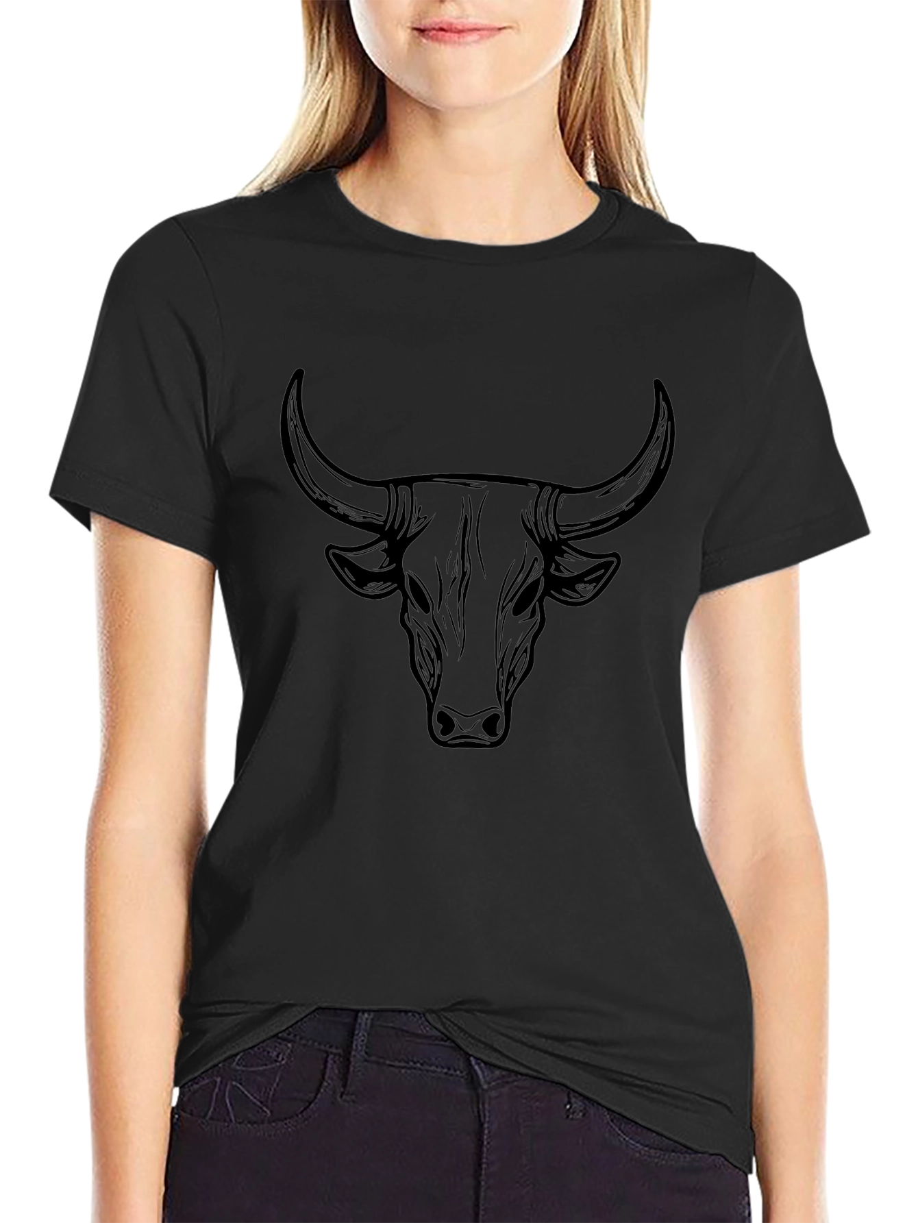 Mens Black Bull Graphic T-Shirt