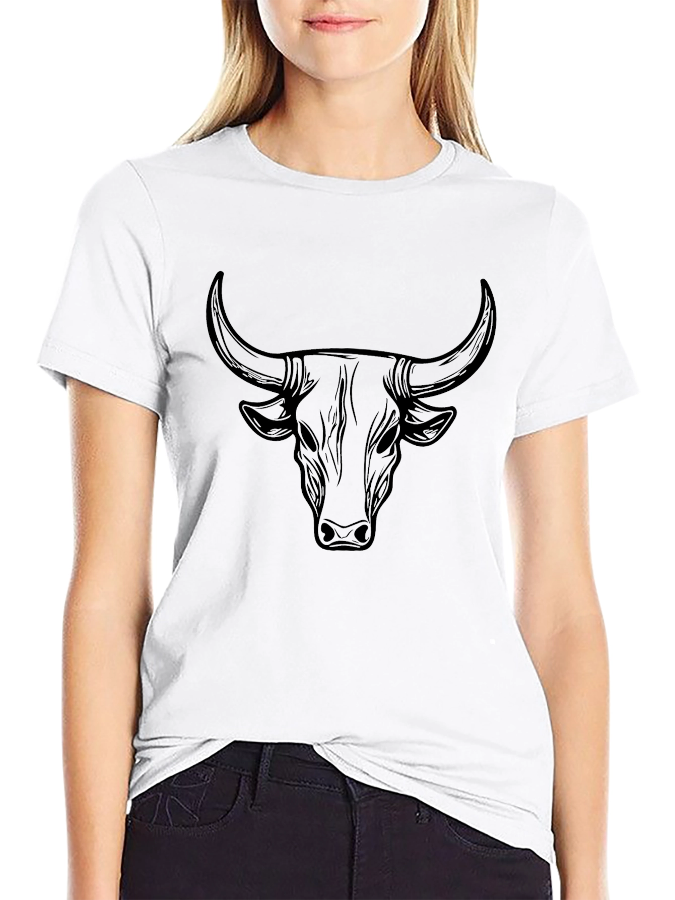 Mens Black Bull Graphic T-Shirt