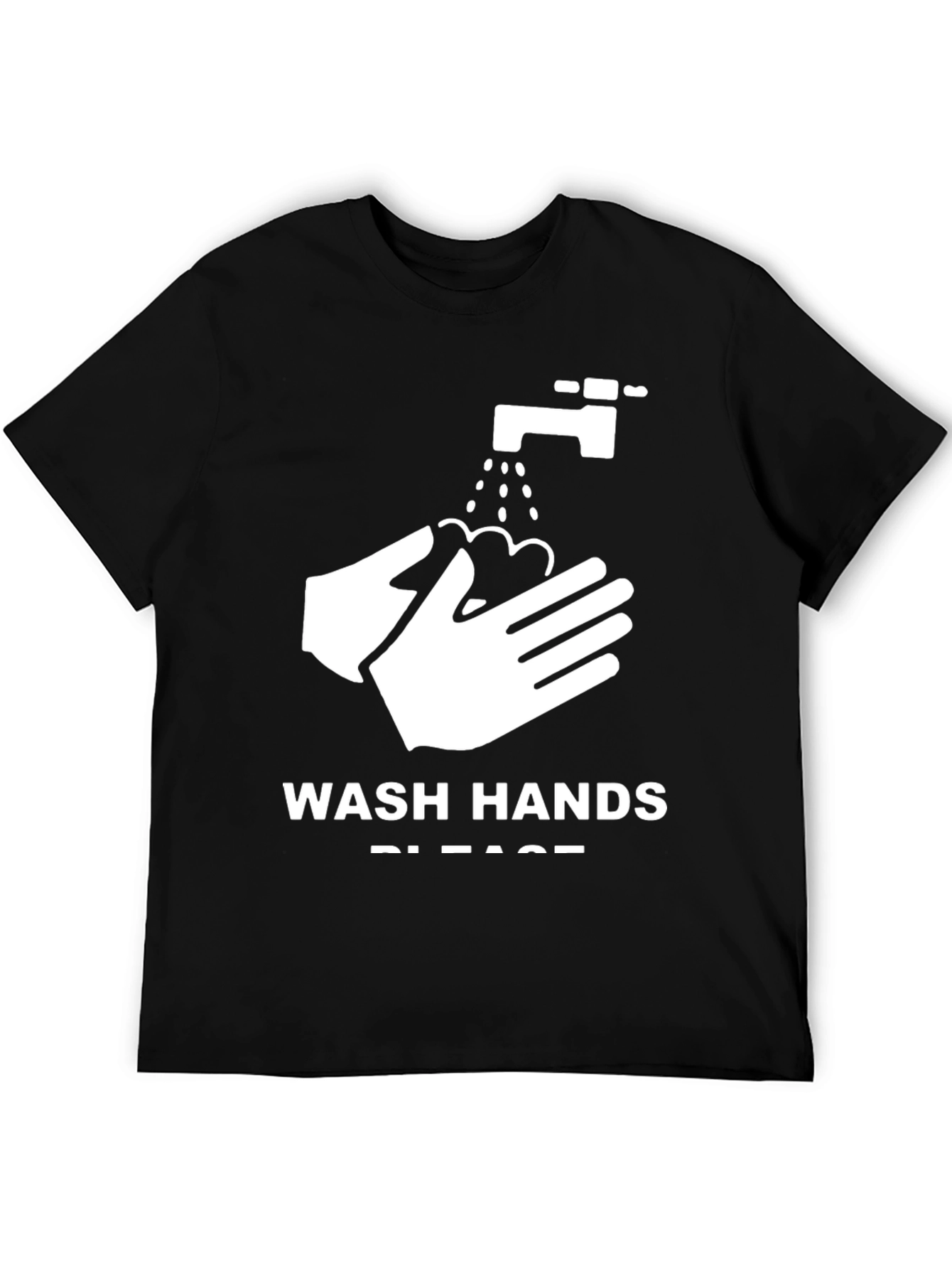 Wash Hands Please Graphic Tee - Black Cotton T-Shirt