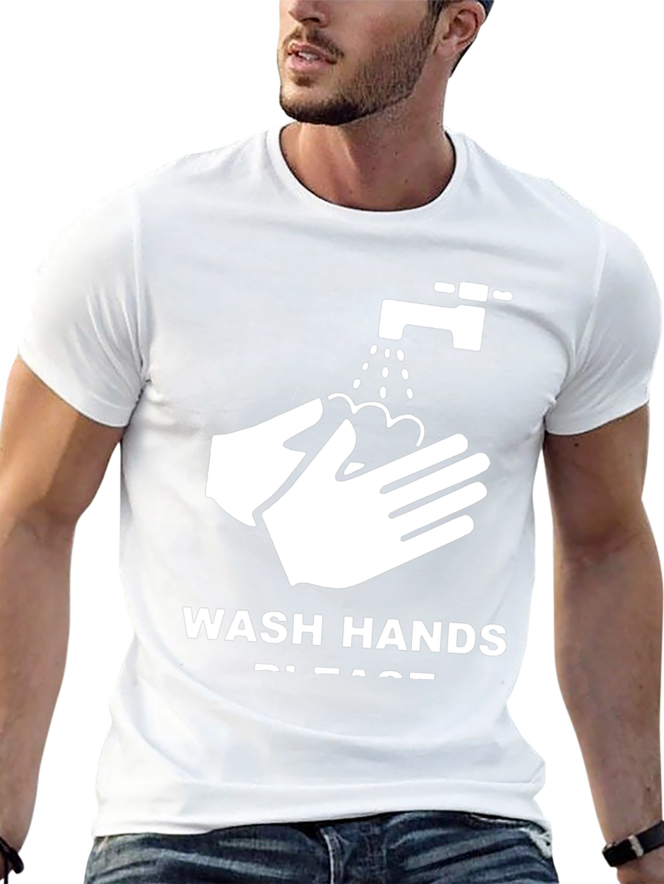 Wash Hands Please Graphic Tee - Black Cotton T-Shirt