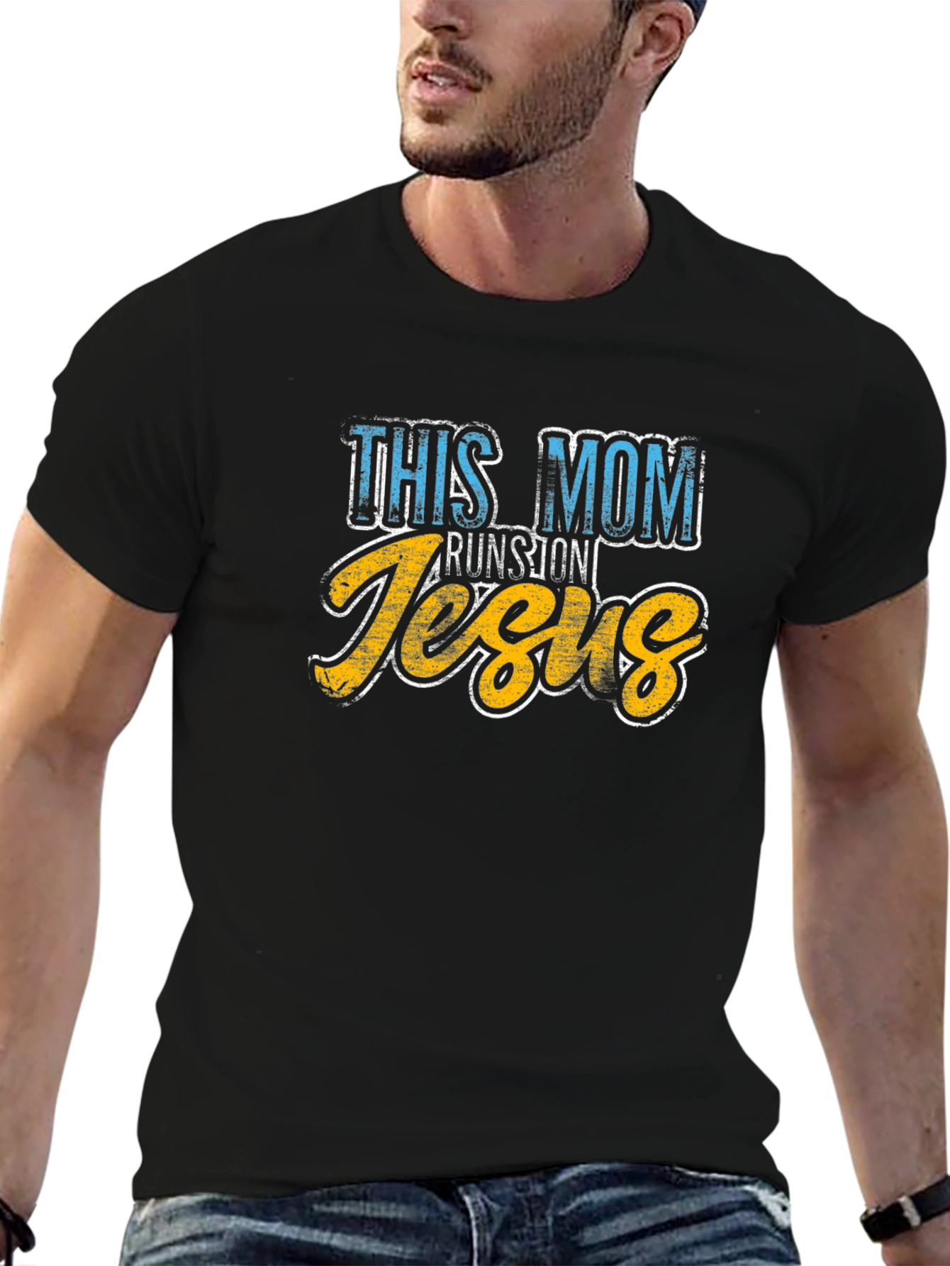 This Mom Runs on Jesus Graphic T-Shirt