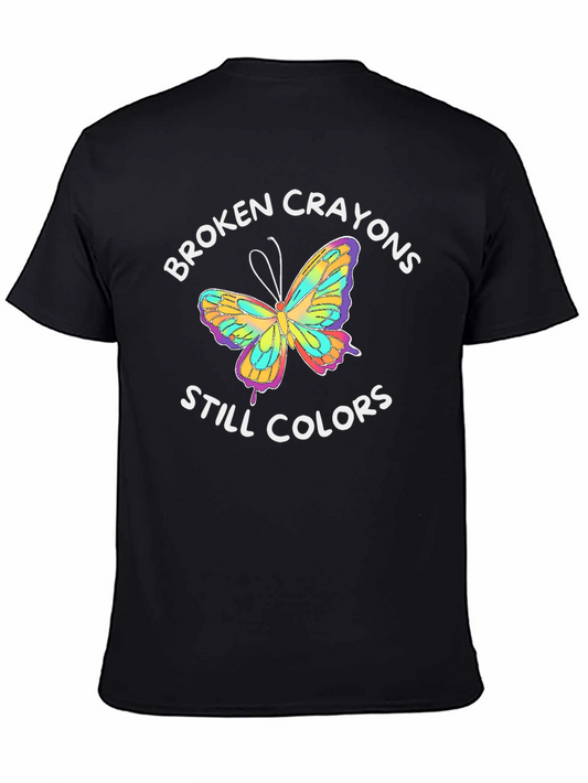 Broken Crayons Still Color Butterfly Graphic T-Shirt