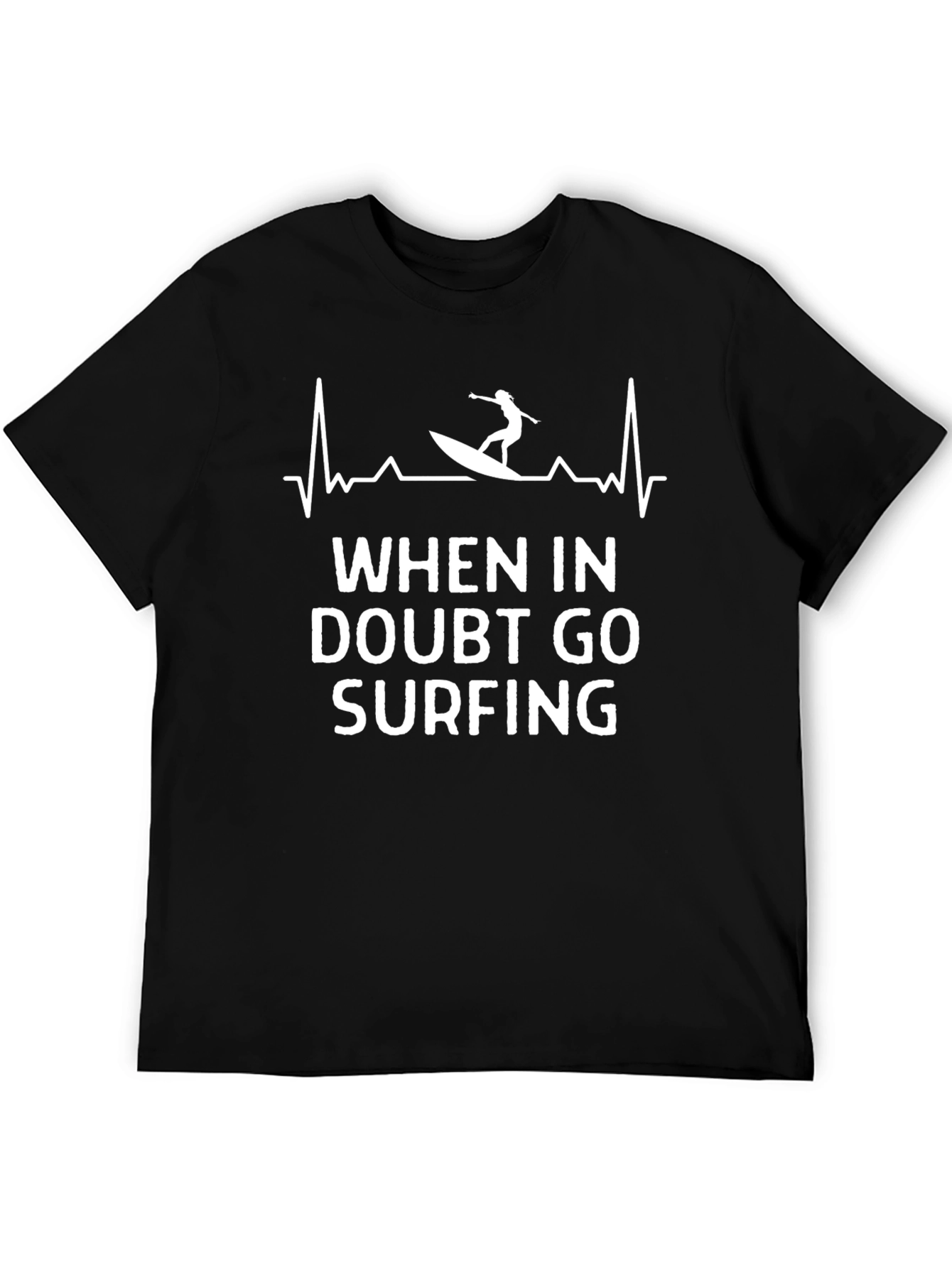 Surfing Heartbeat Black T-Shirt