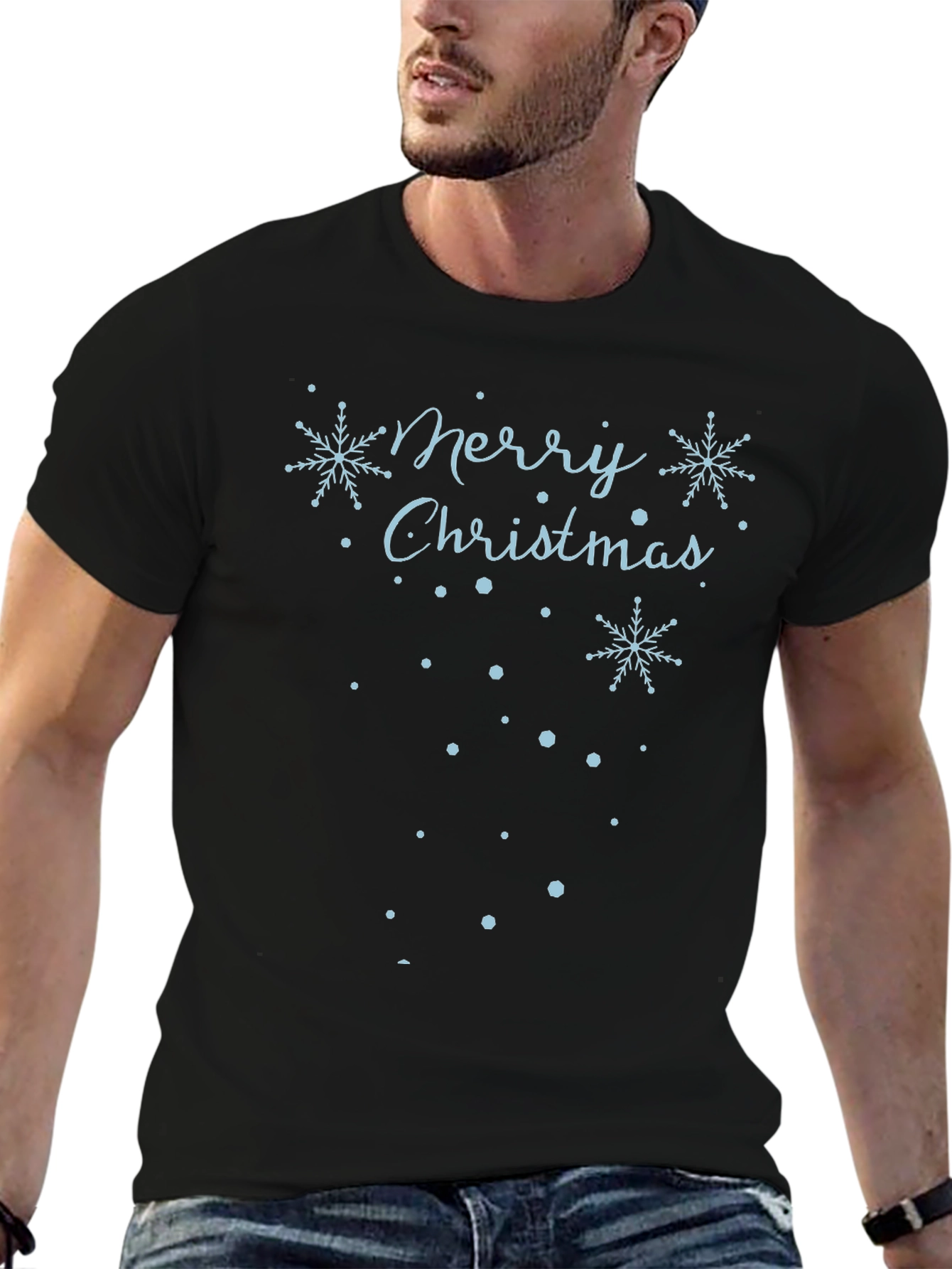 Merry Christmas Snowflake Graphic T-Shirt