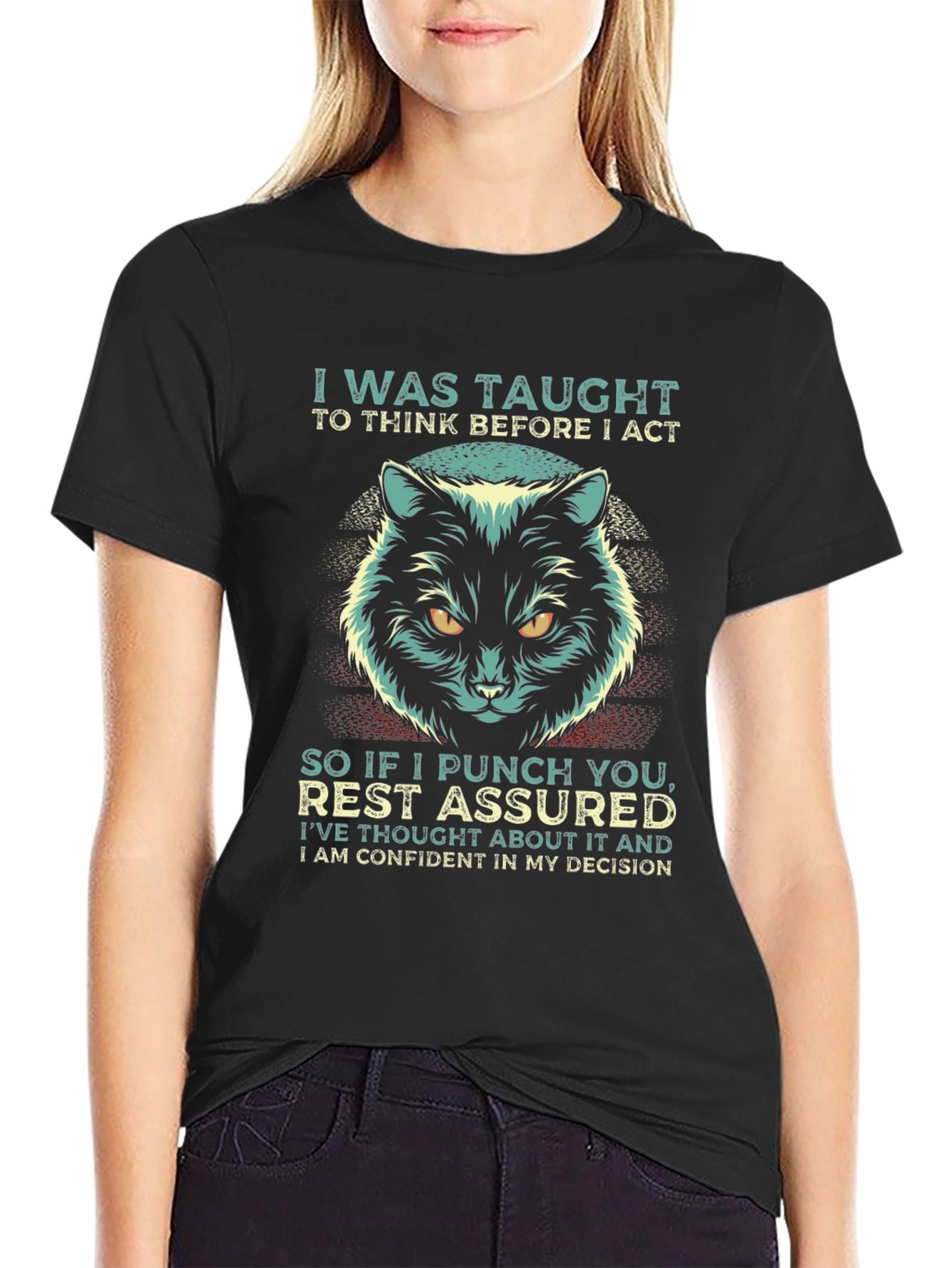 Black Cat Punch You T-Shirt