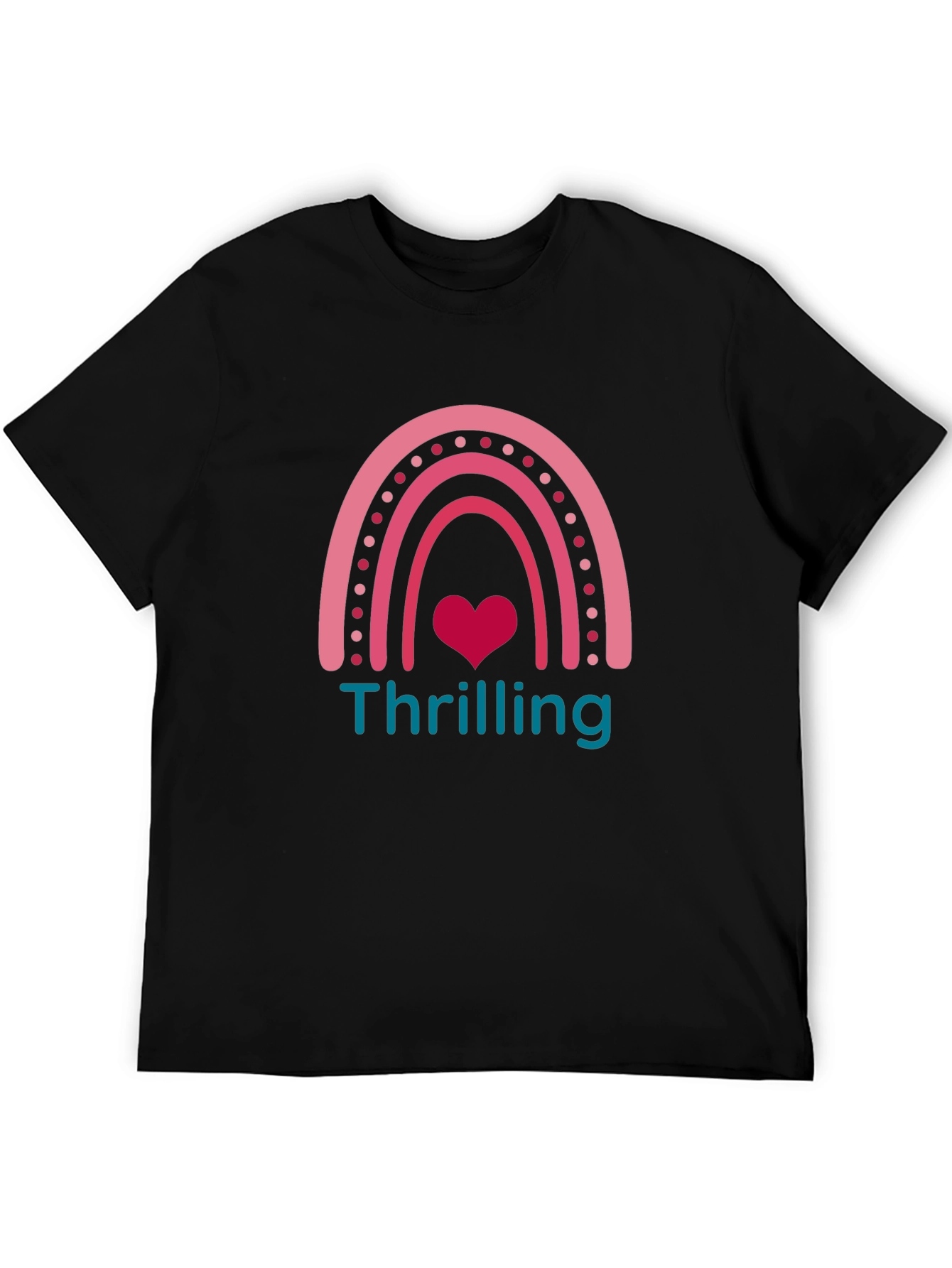 Thrilling Rainbow Heart Graphic T-Shirt