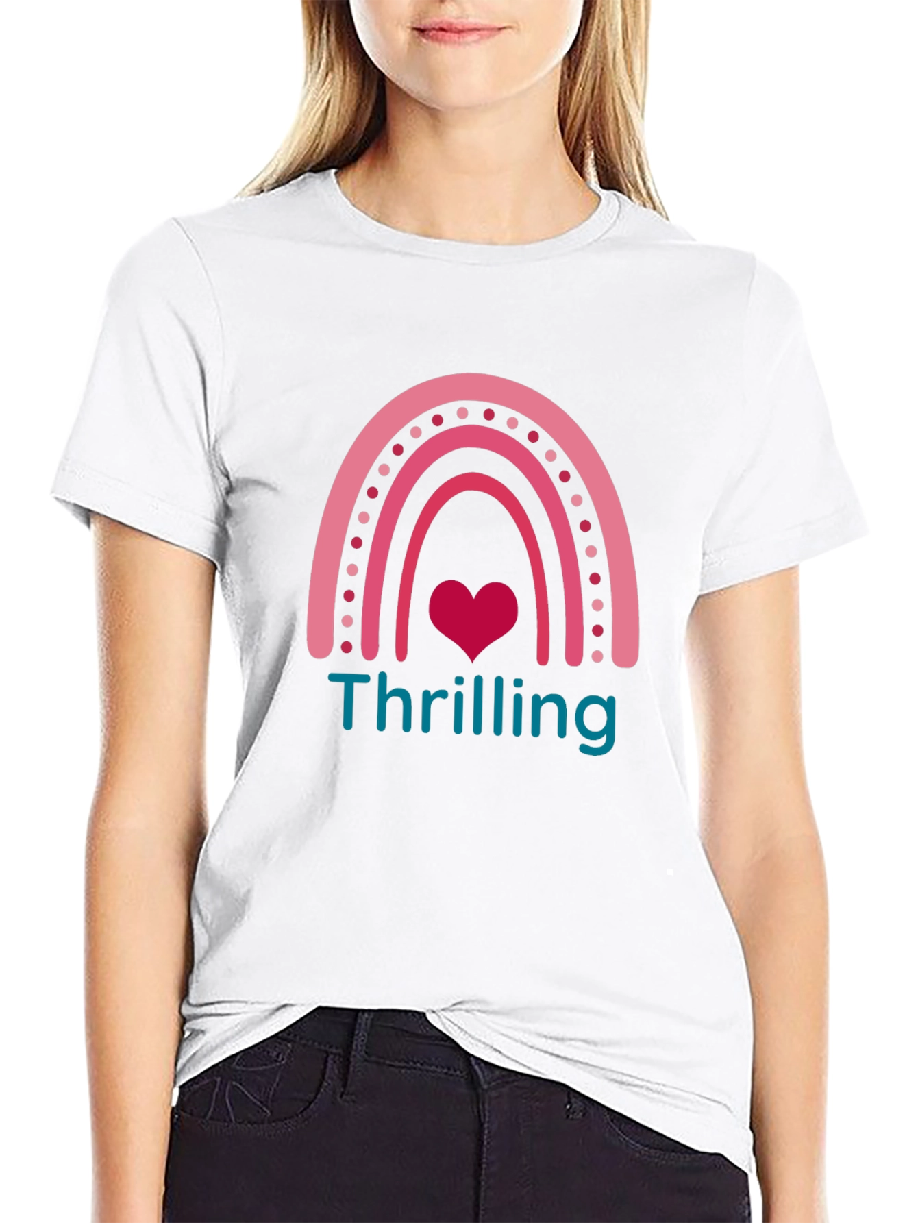 Thrilling Rainbow Heart Graphic T-Shirt