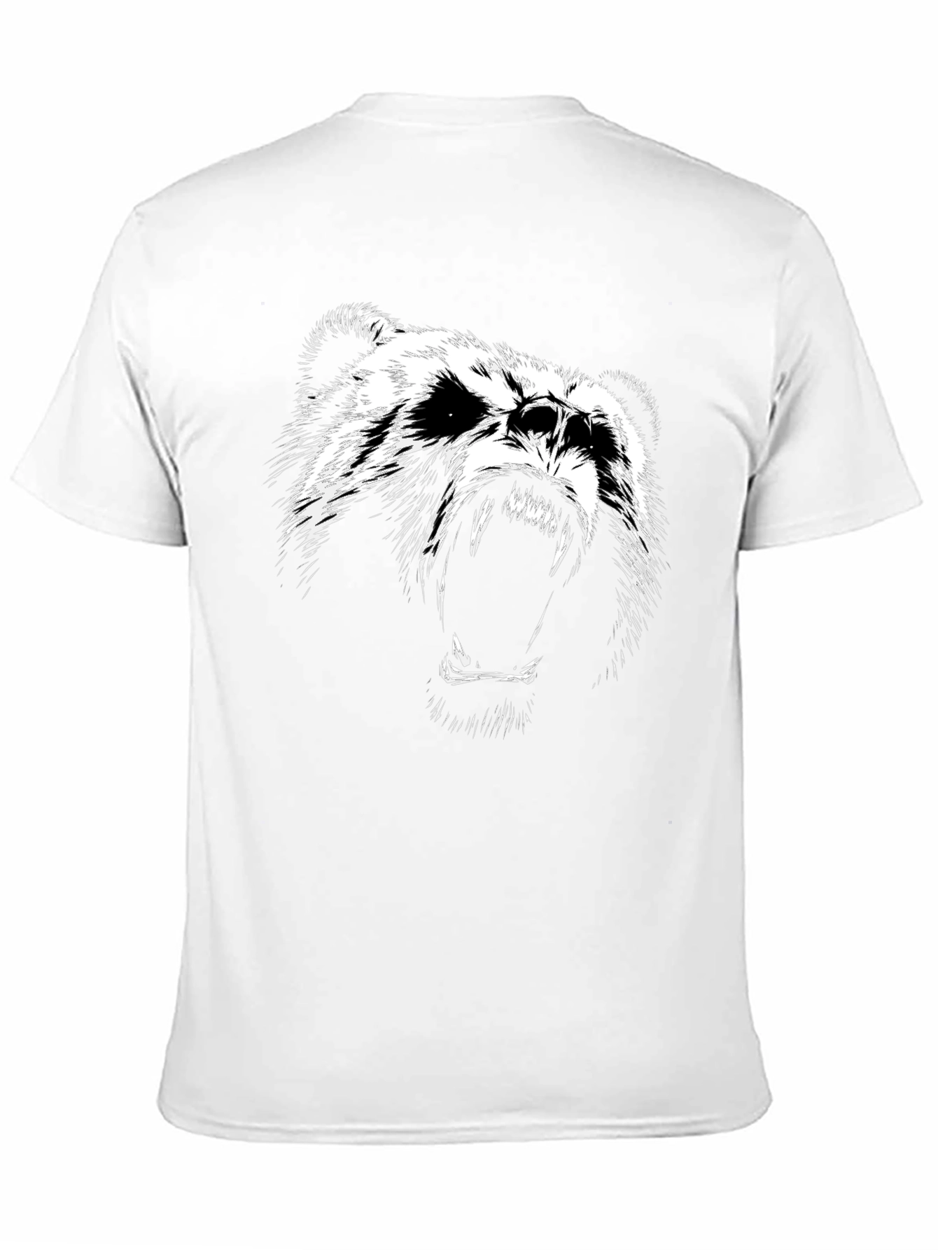 Mens Black T-Shirt with Roaring Bear Graphic