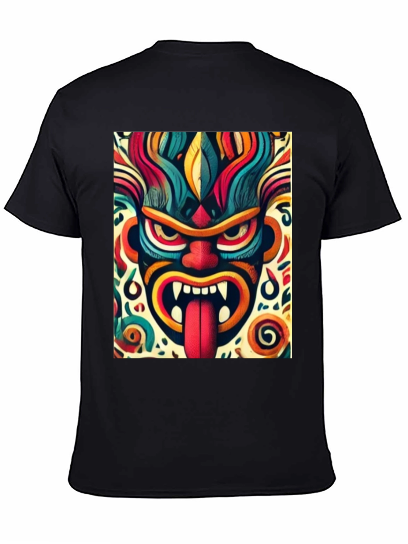 Vibrant Tribal Mask Graphic T-Shirt
