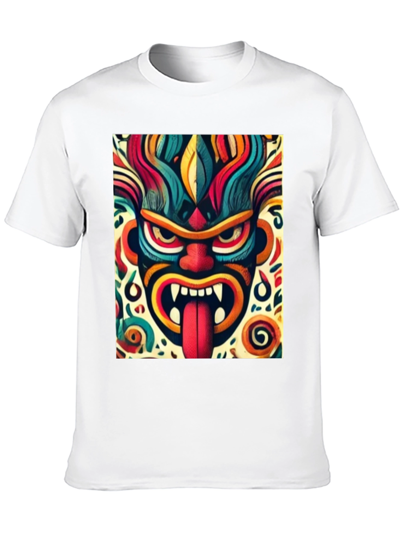 Vibrant Tribal Mask Graphic T-Shirt