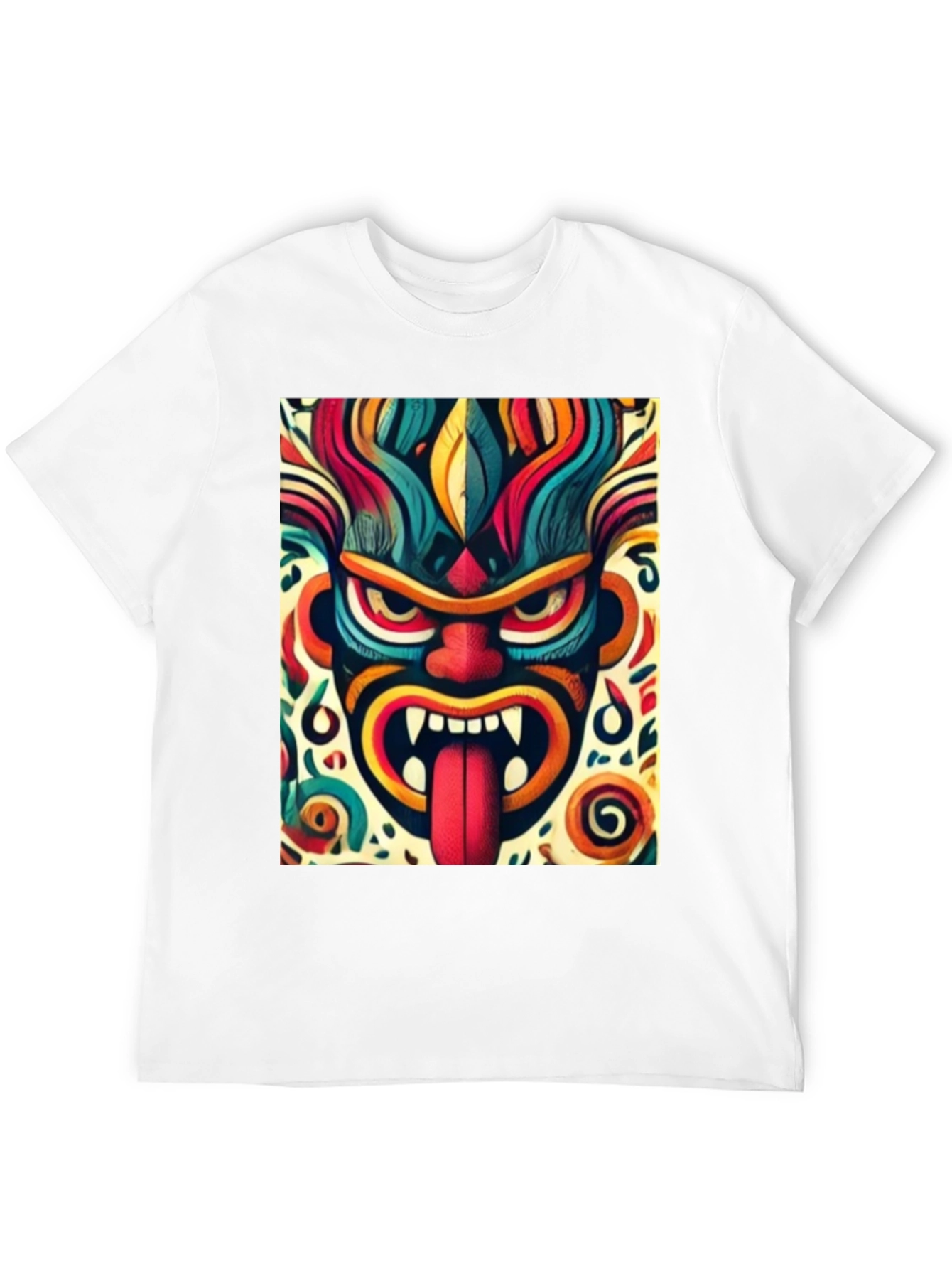 Vibrant Tribal Mask Graphic T-Shirt