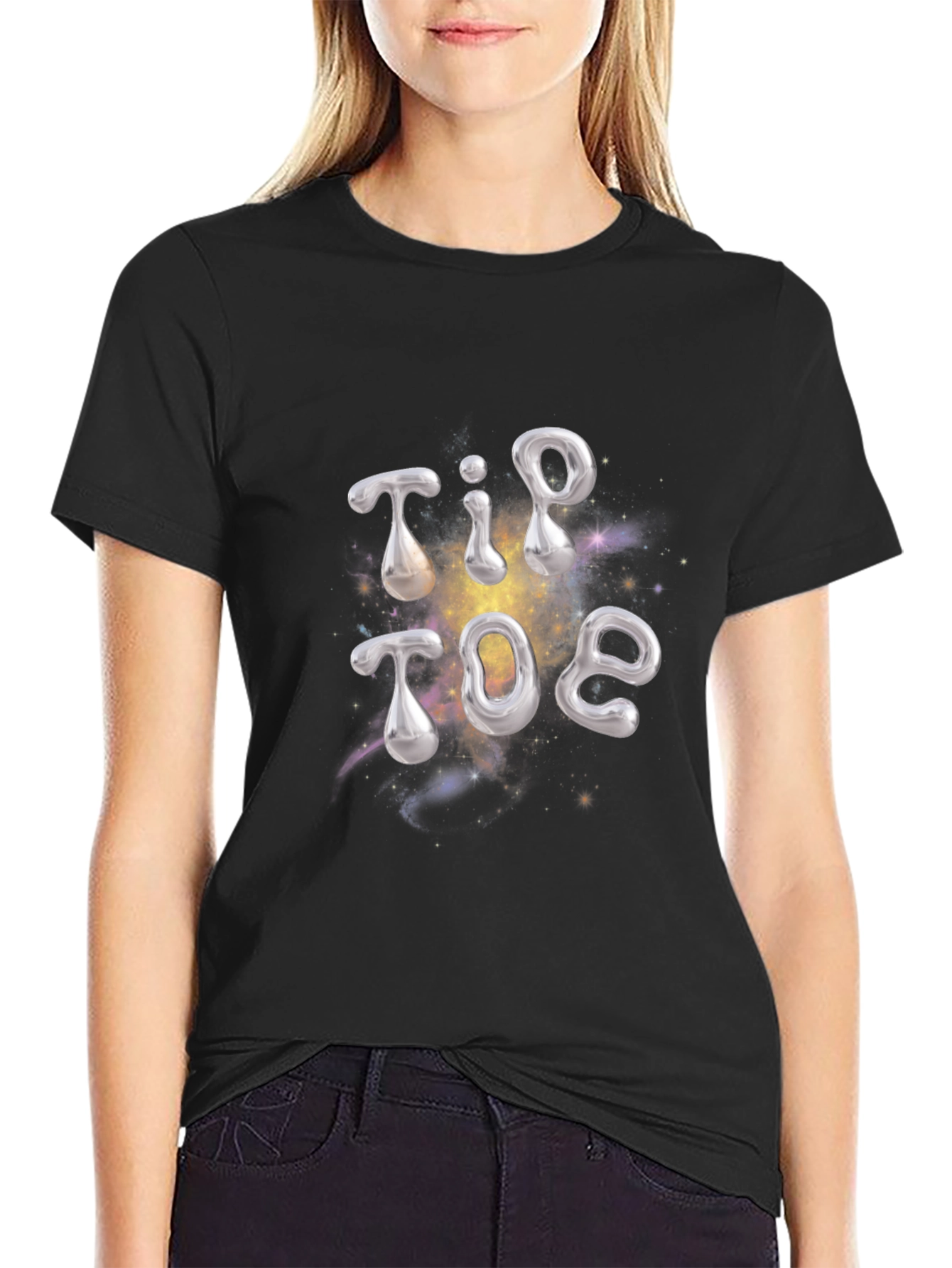 Tip Toe Graphic Black T-Shirt