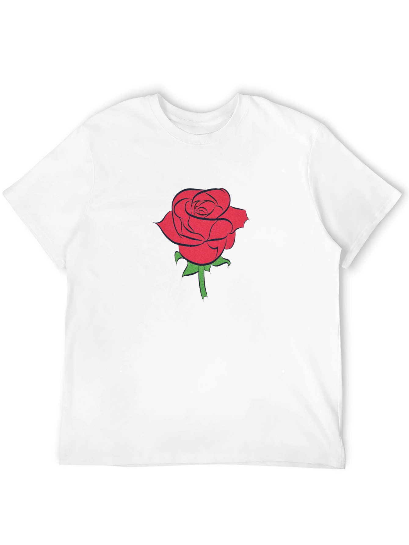 Black T-Shirt with Red Rose Graphic