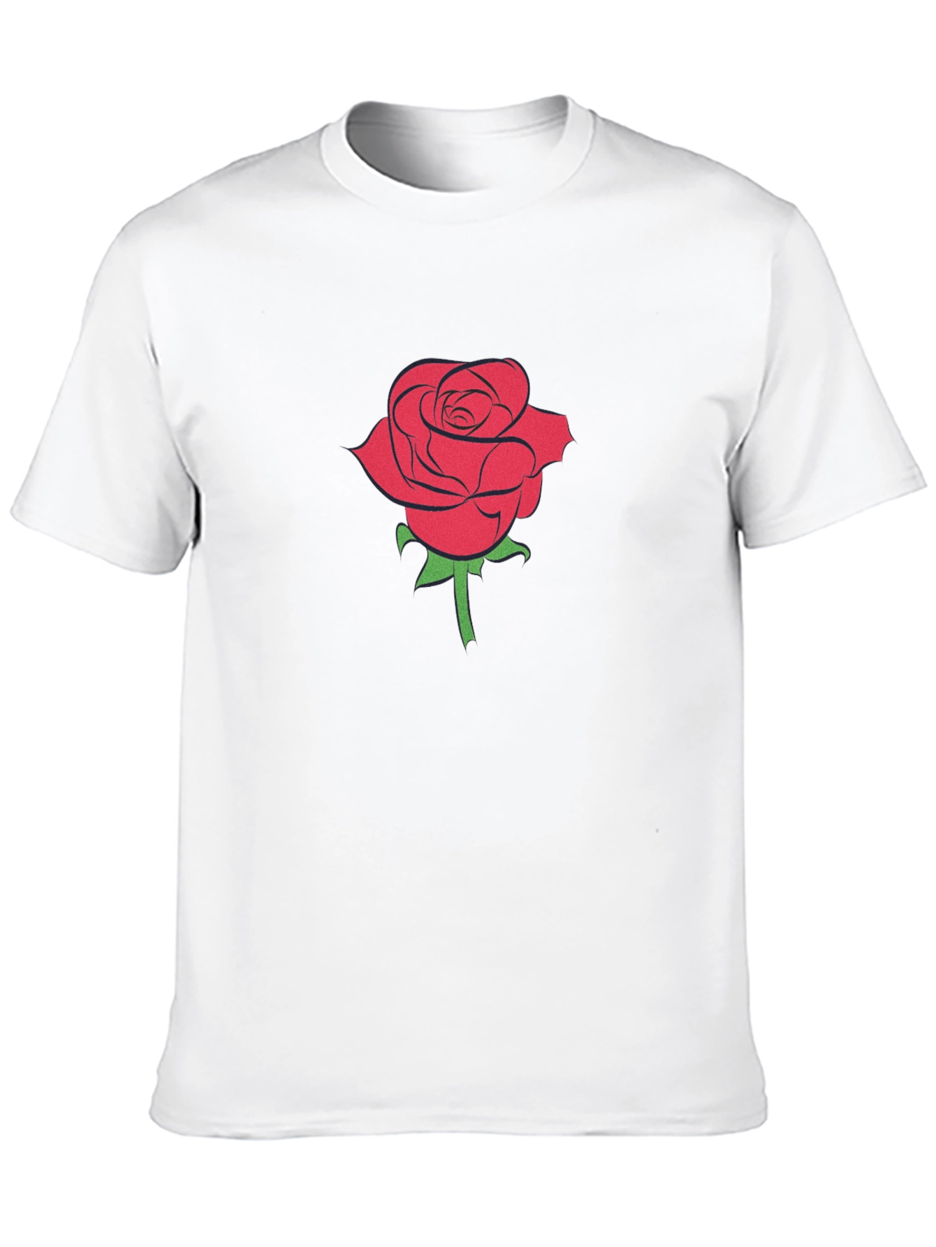 Black T-Shirt with Red Rose Graphic
