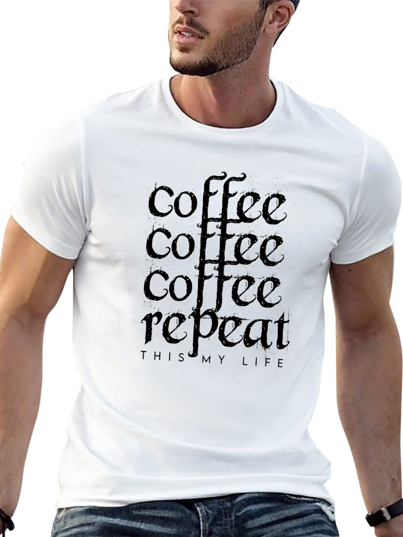 Coffee Repeat Black Graphic Tee