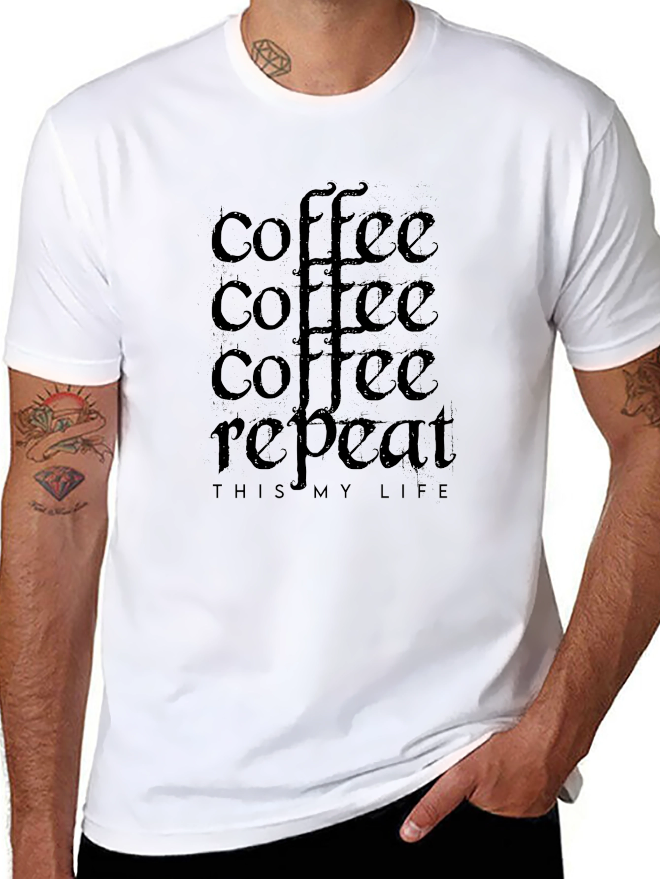 Coffee Repeat Black Graphic Tee
