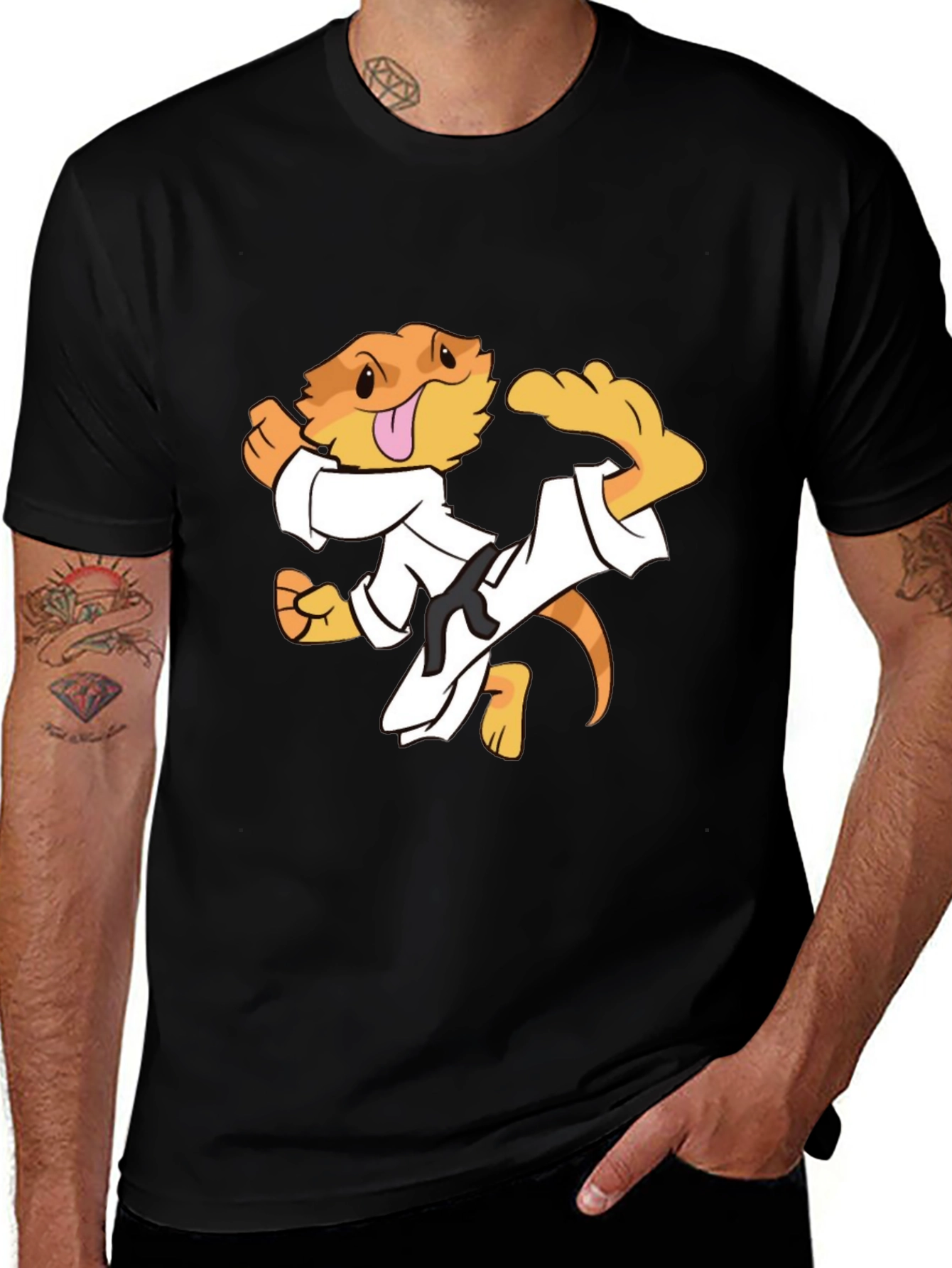 Karate Lizard Black T-Shirt