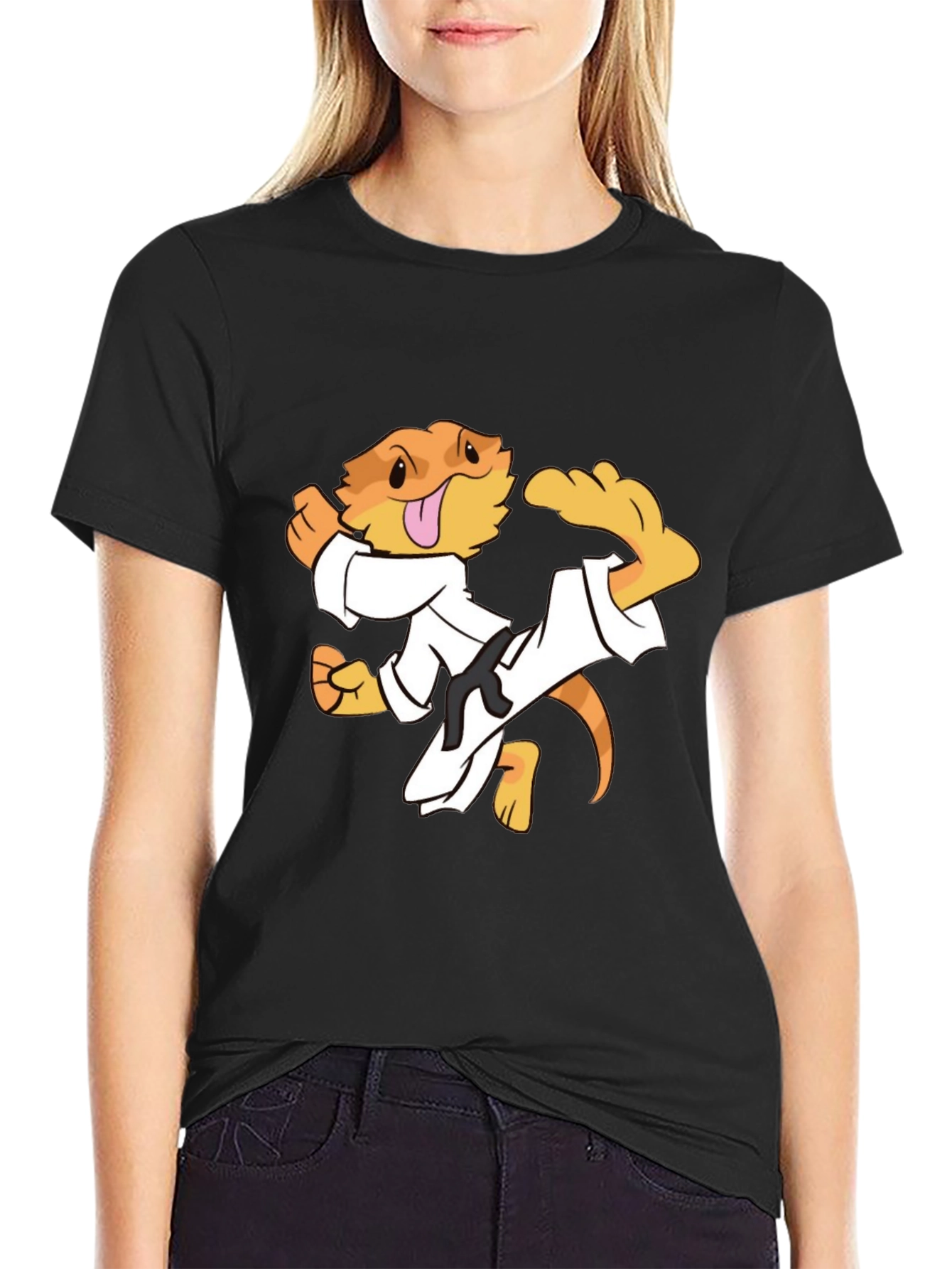 Karate Lizard Black T-Shirt