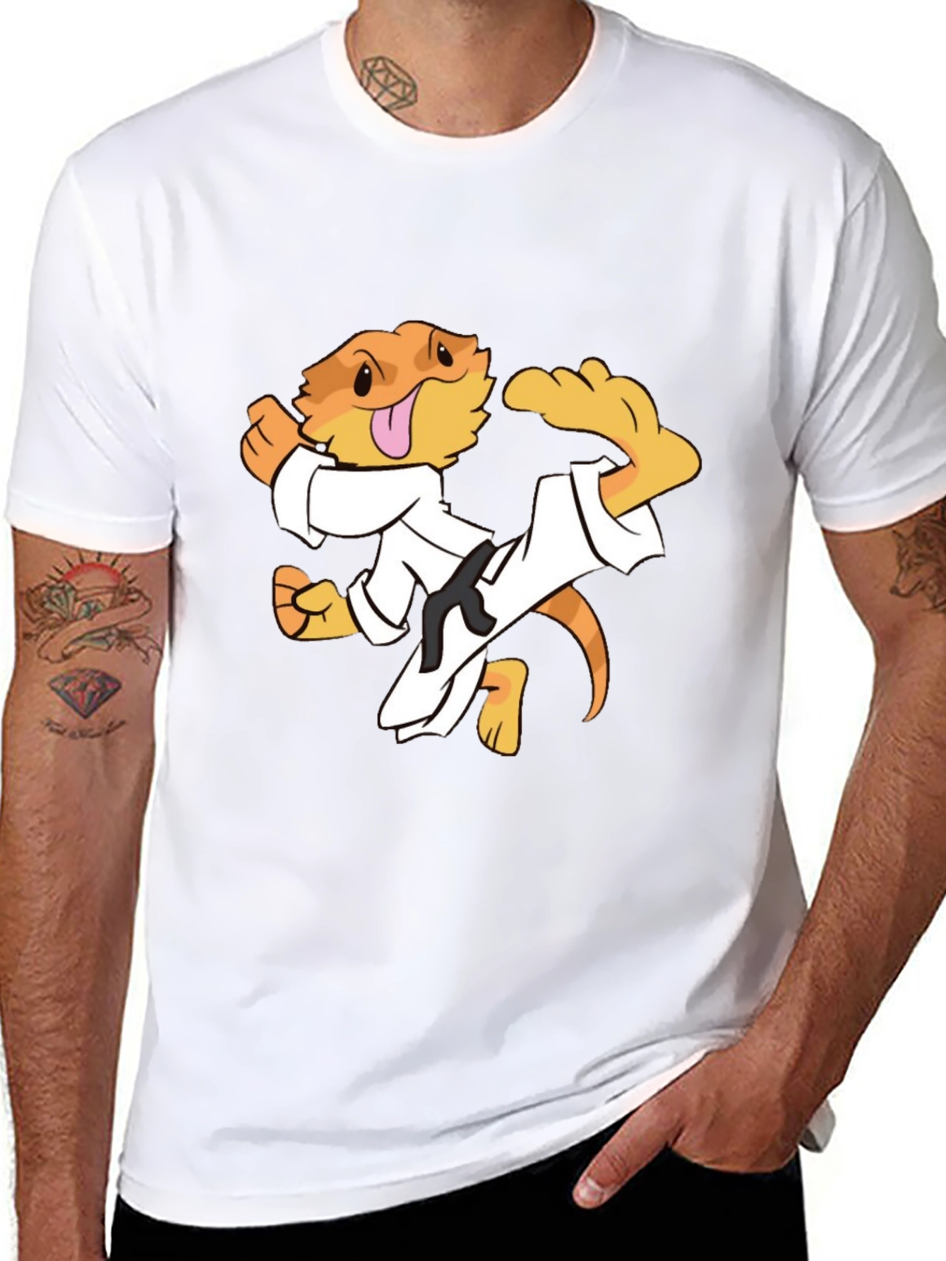 Karate Lizard Black T-Shirt