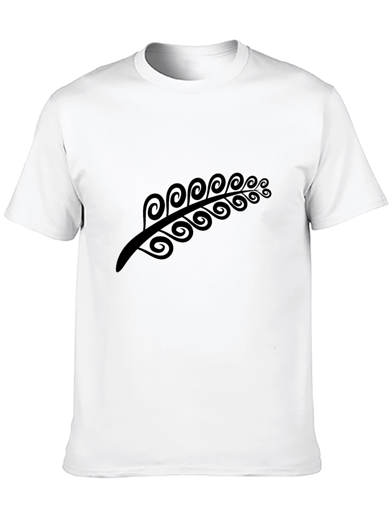 Modern Black Tee with Abstract Fern Design