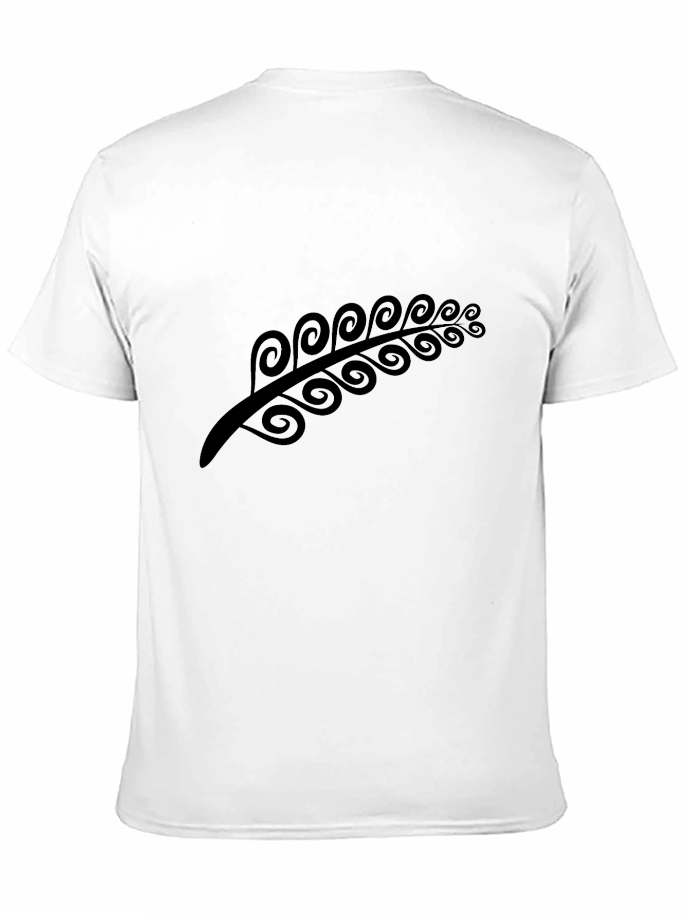 Modern Black Tee with Abstract Fern Design