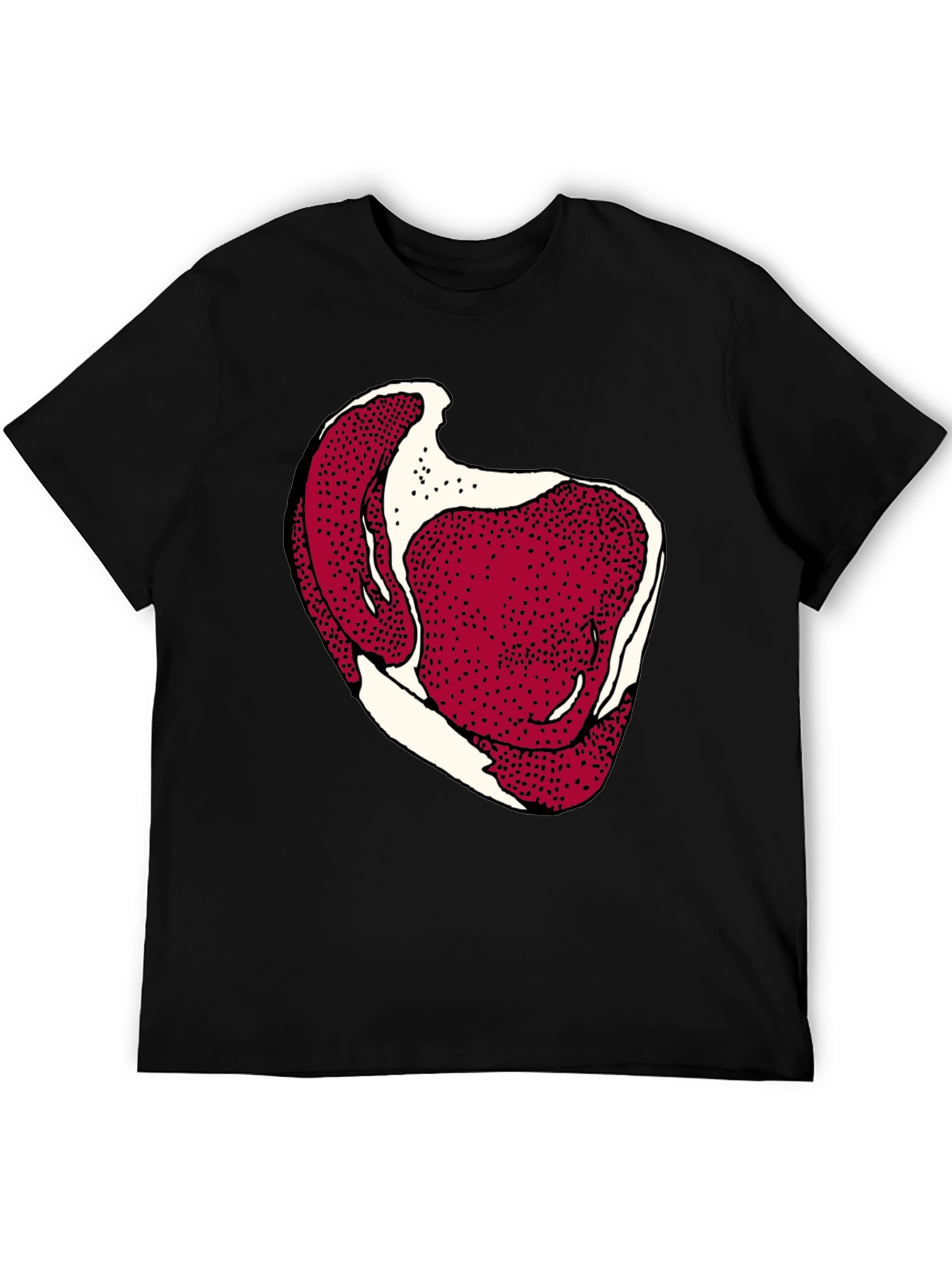 Steak Graphic Mens Black Tee - Bold Novelty T-Shirt