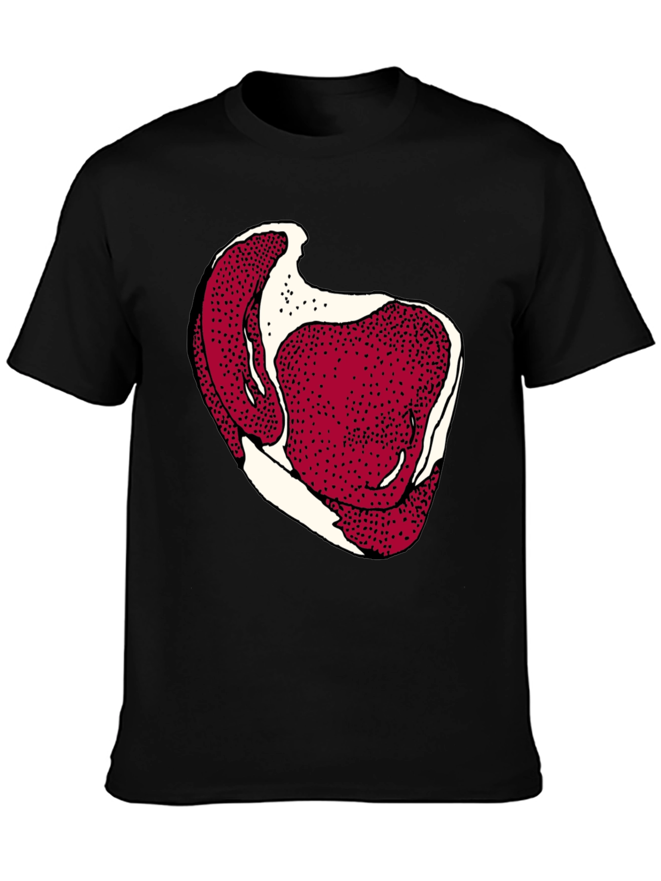Steak Graphic Mens Black Tee - Bold Novelty T-Shirt