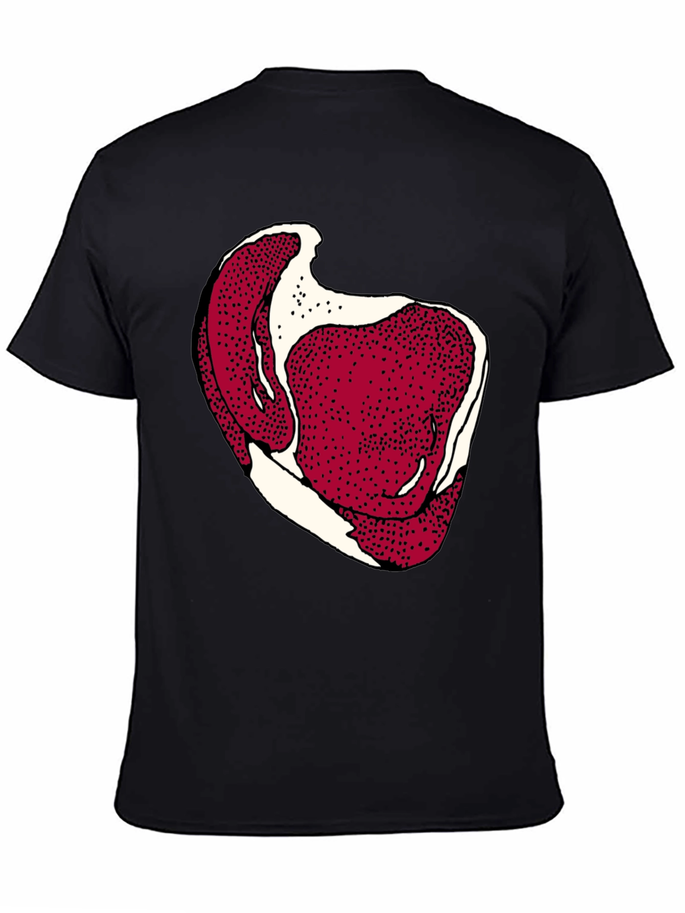 Steak Graphic Mens Black Tee - Bold Novelty T-Shirt