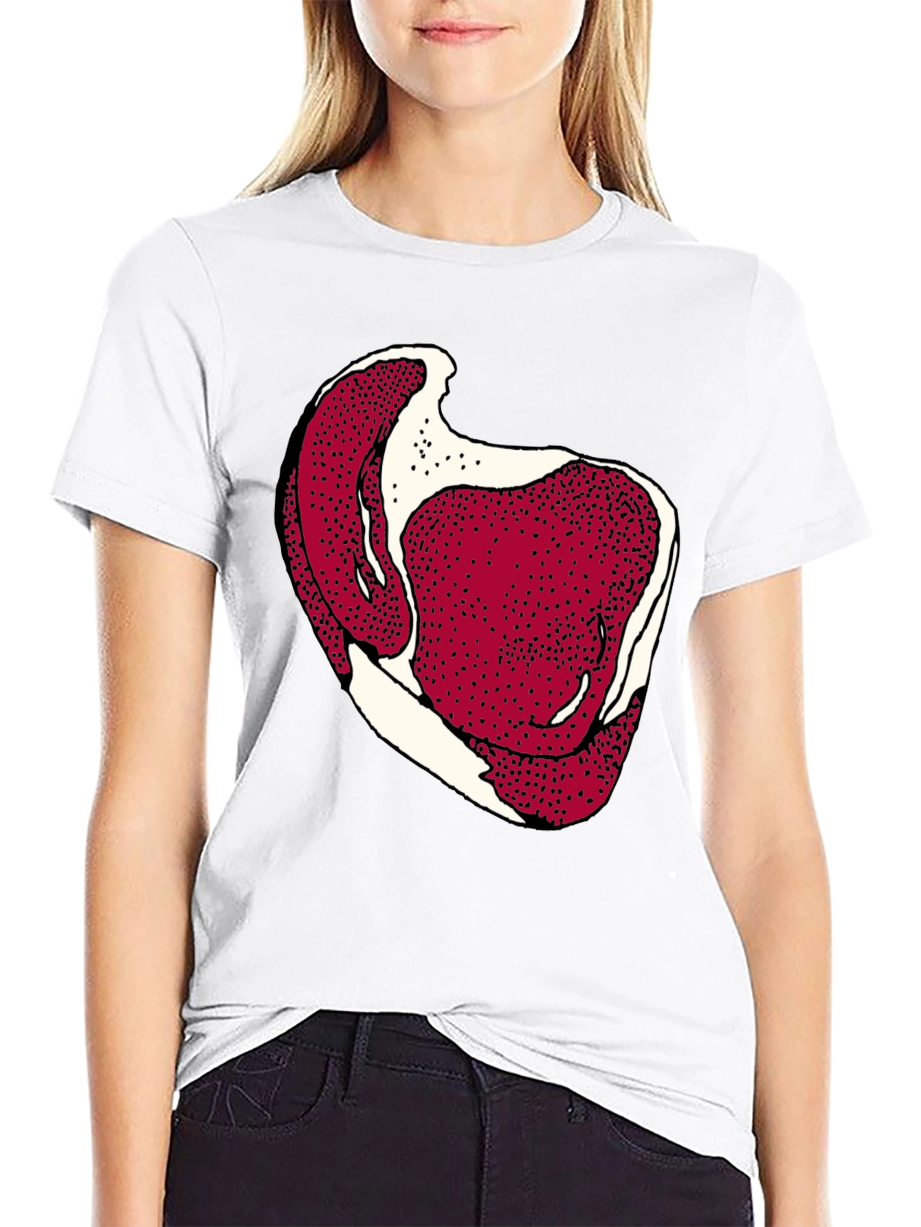 Steak Graphic Mens Black Tee - Bold Novelty T-Shirt