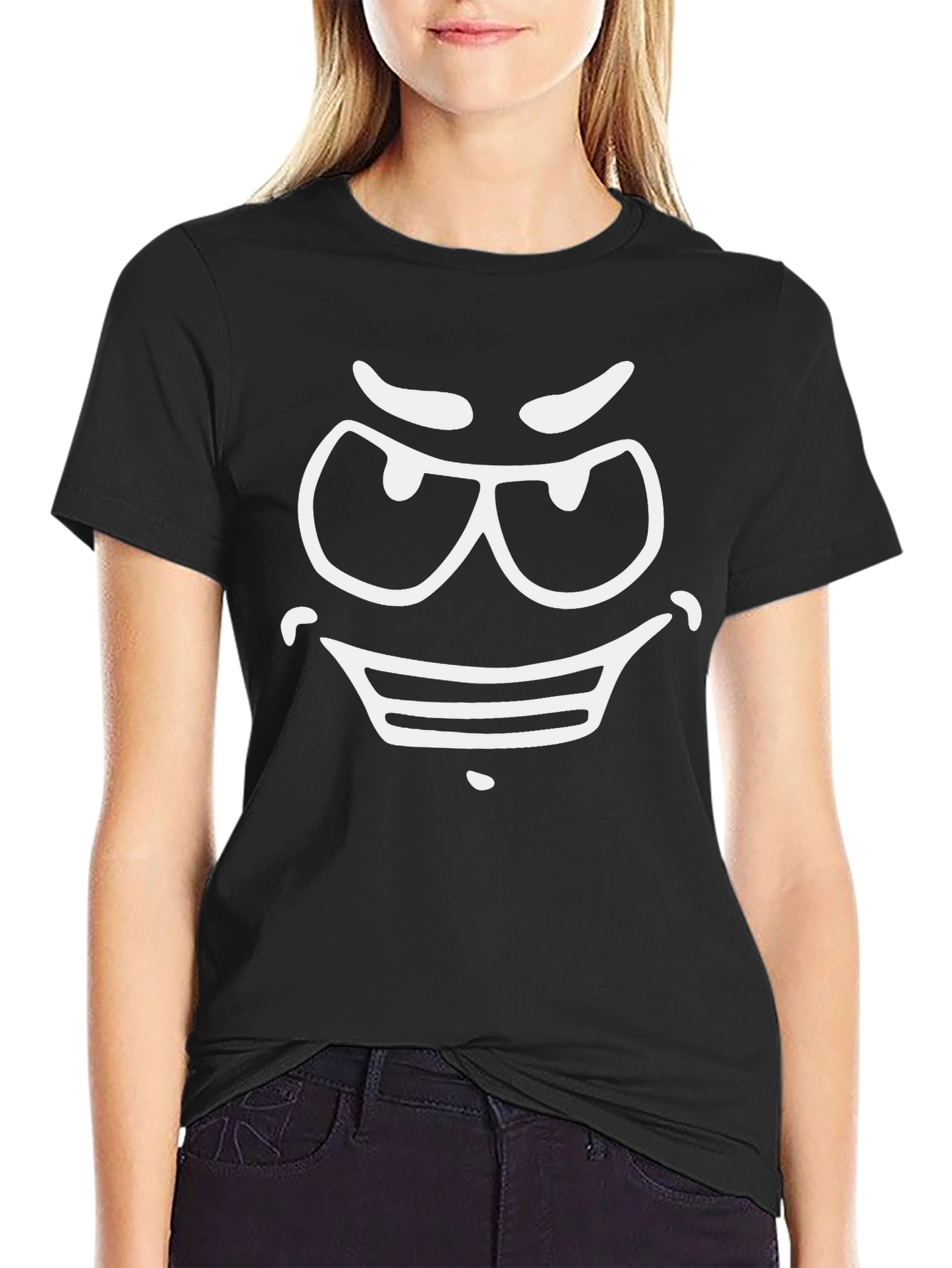 Evil Grin Graphic Tee - Mens Black Cotton T-Shirt