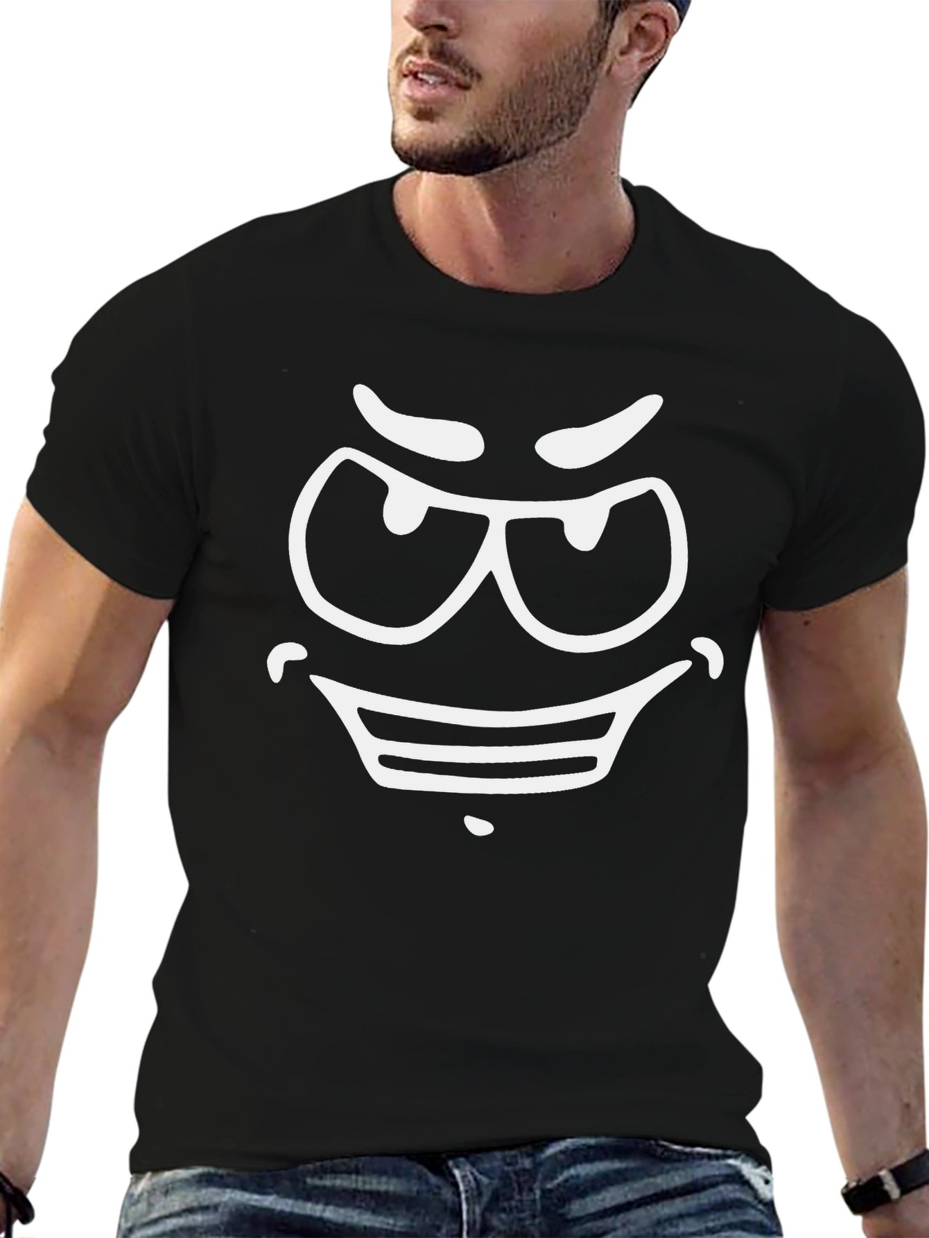 Evil Grin Graphic Tee - Mens Black Cotton T-Shirt