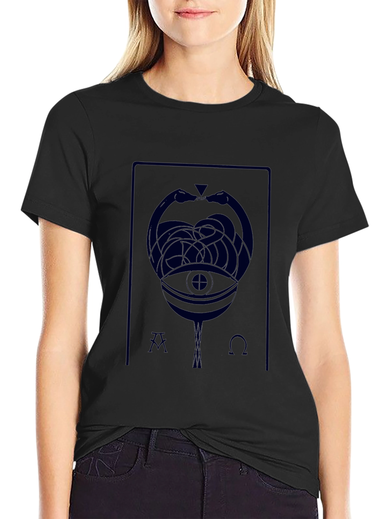 Mystic Serpent Eye Graphic T-Shirt - Black