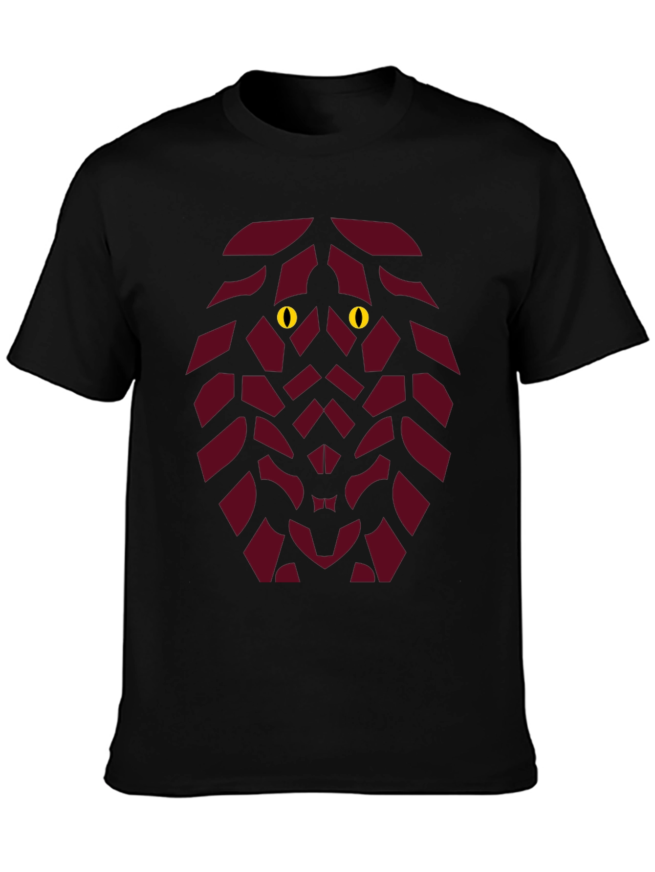 Geometric Lion Head Graphic Tee - Stylish Animal Design