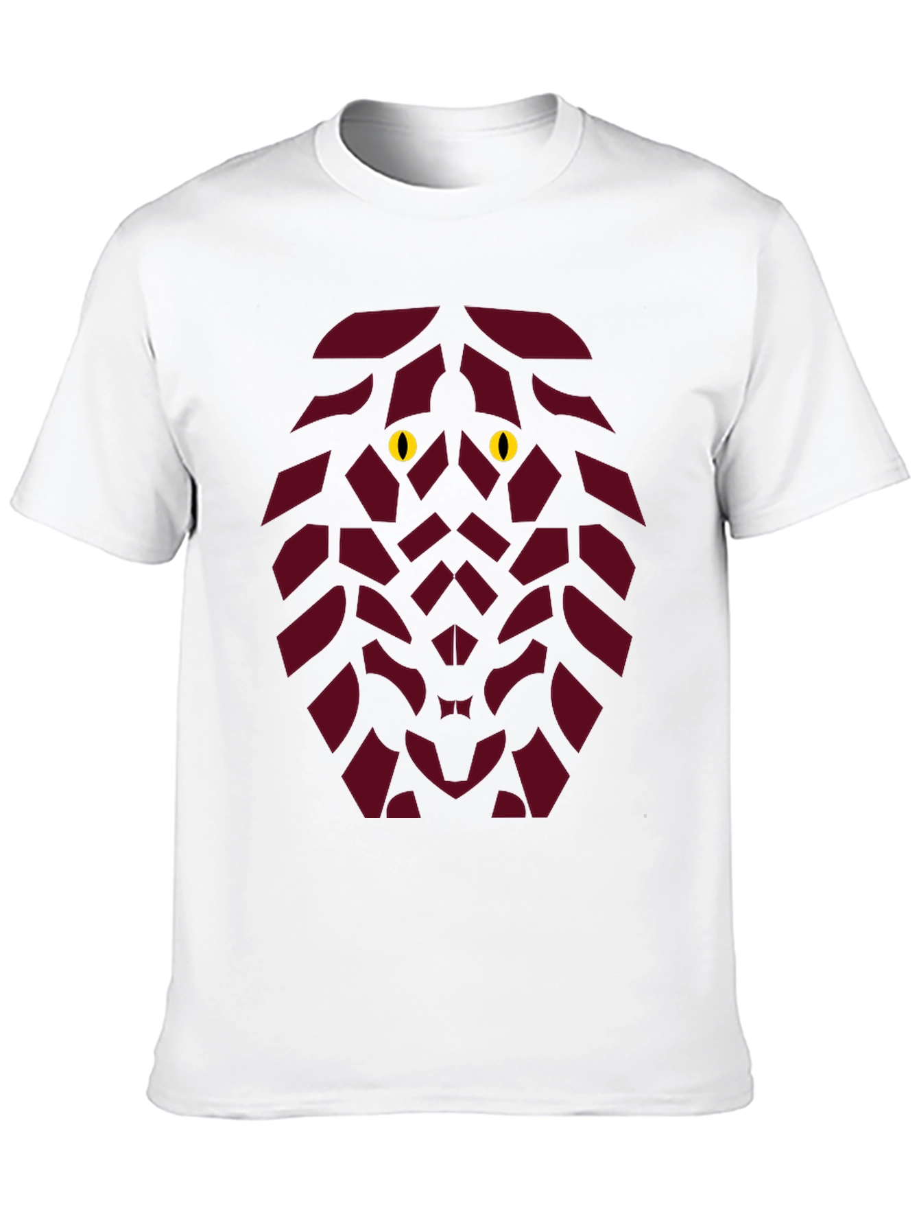 Geometric Lion Head Graphic Tee - Stylish Animal Design