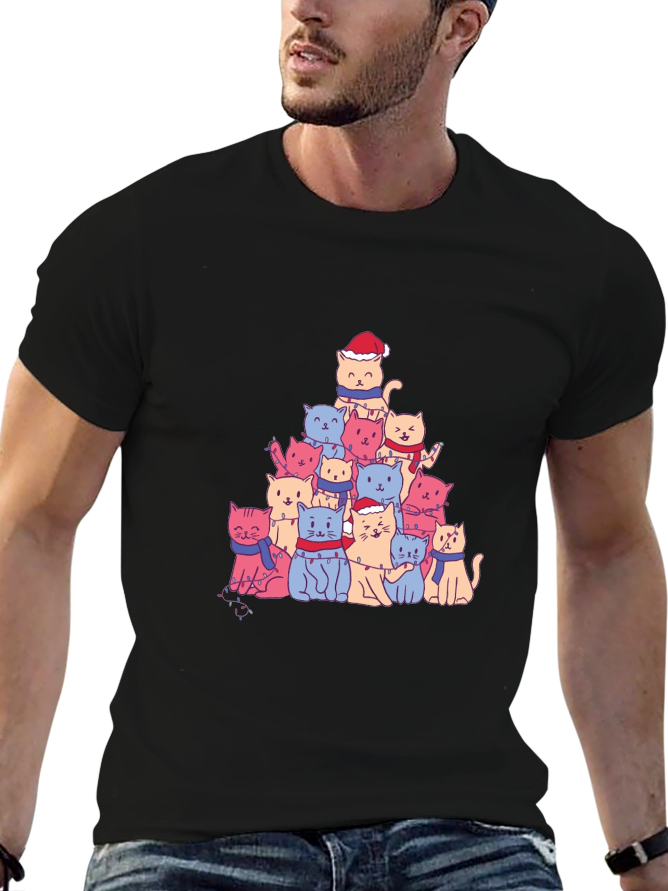 Christmas Cat Tree T-Shirt - Festive Holiday Tee