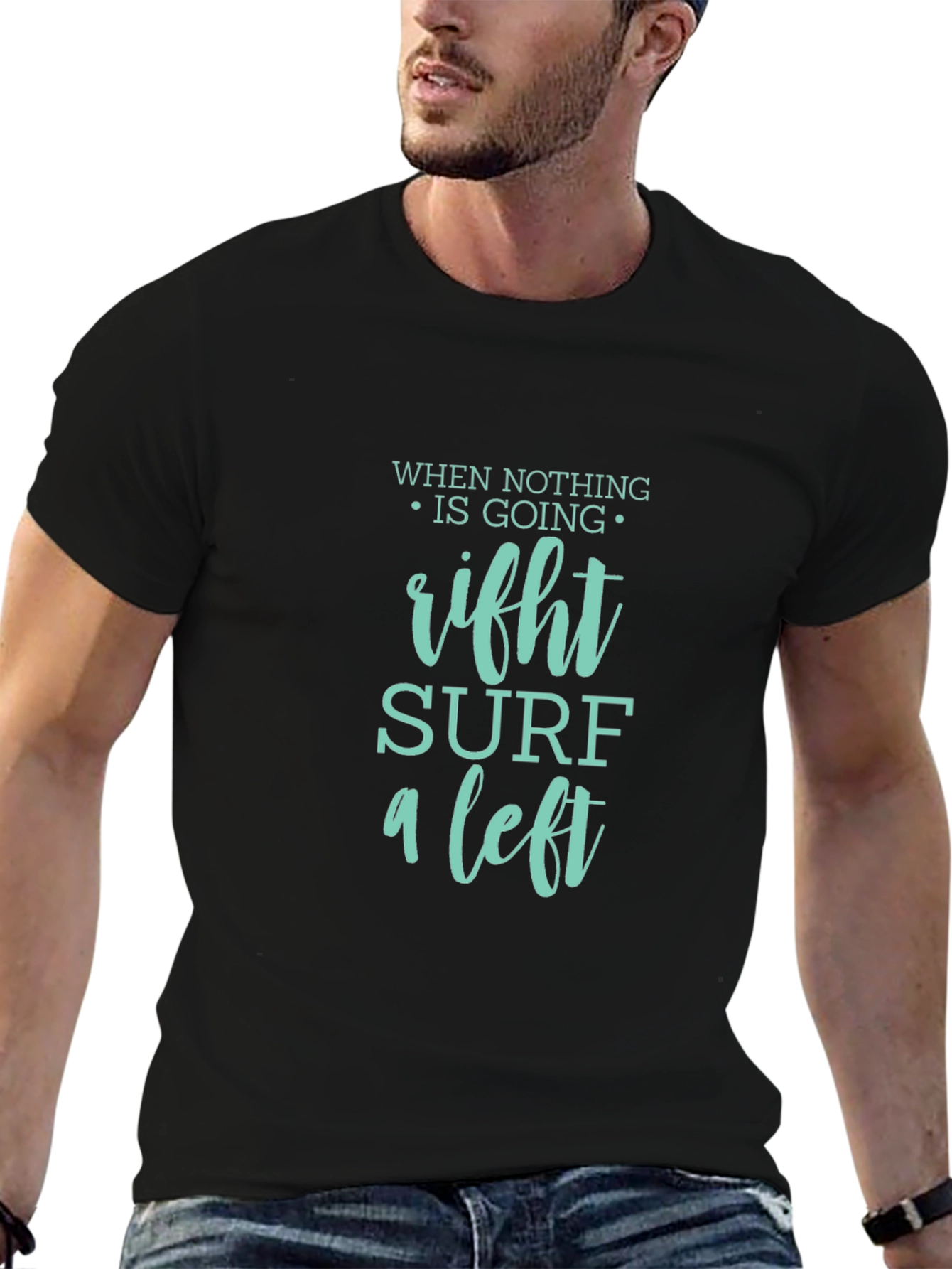 Surf a Left Black Graphic Tee