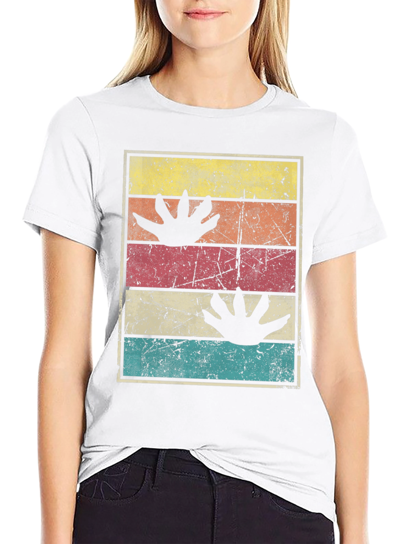 Retro Dinosaur Paw Print T-Shirt