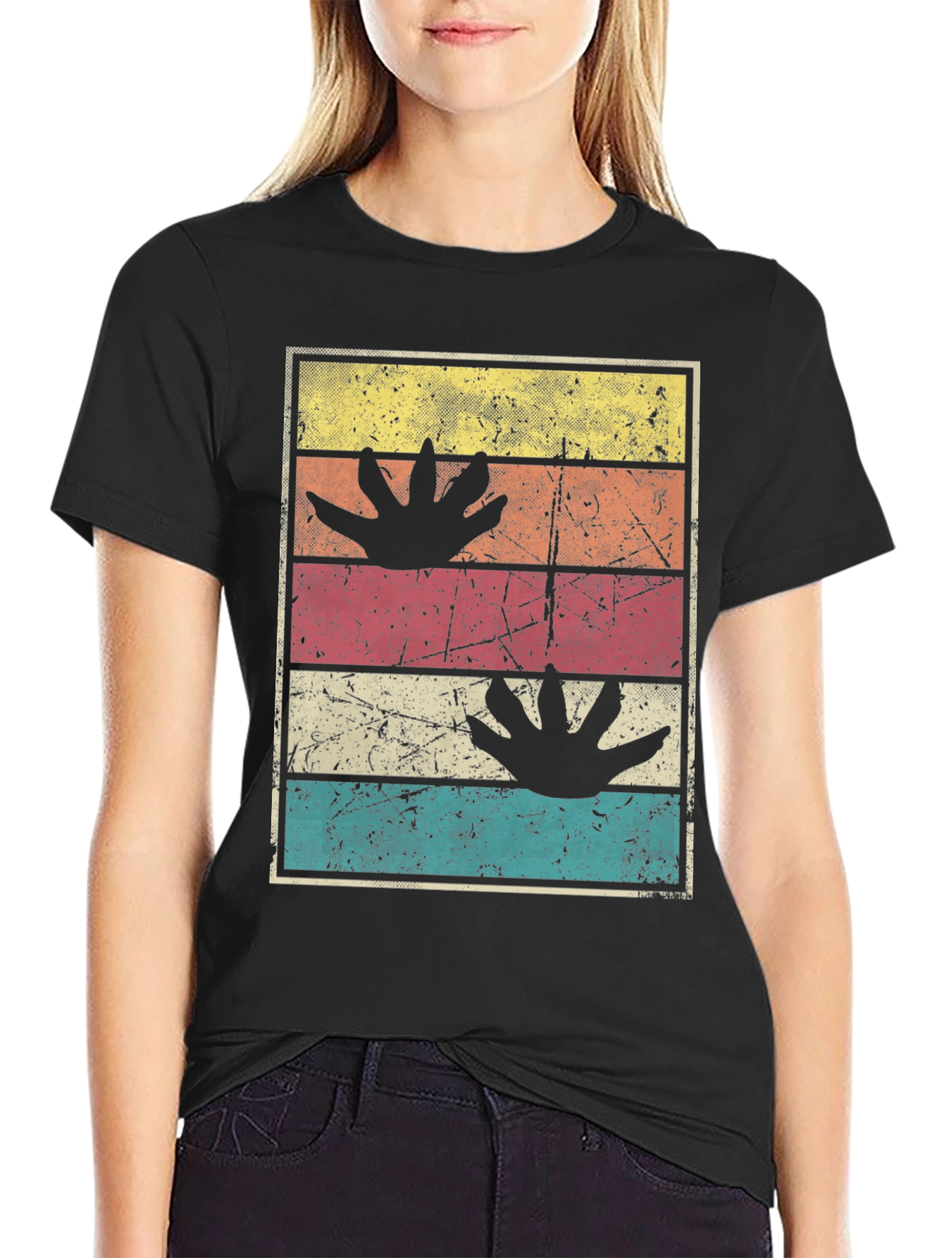 Retro Dinosaur Paw Print T-Shirt