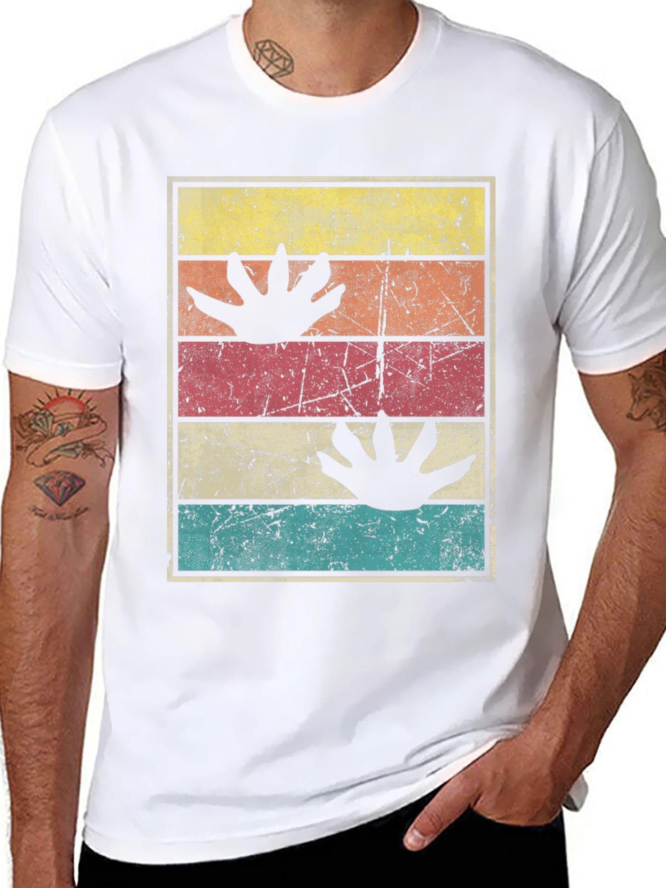 Retro Dinosaur Paw Print T-Shirt