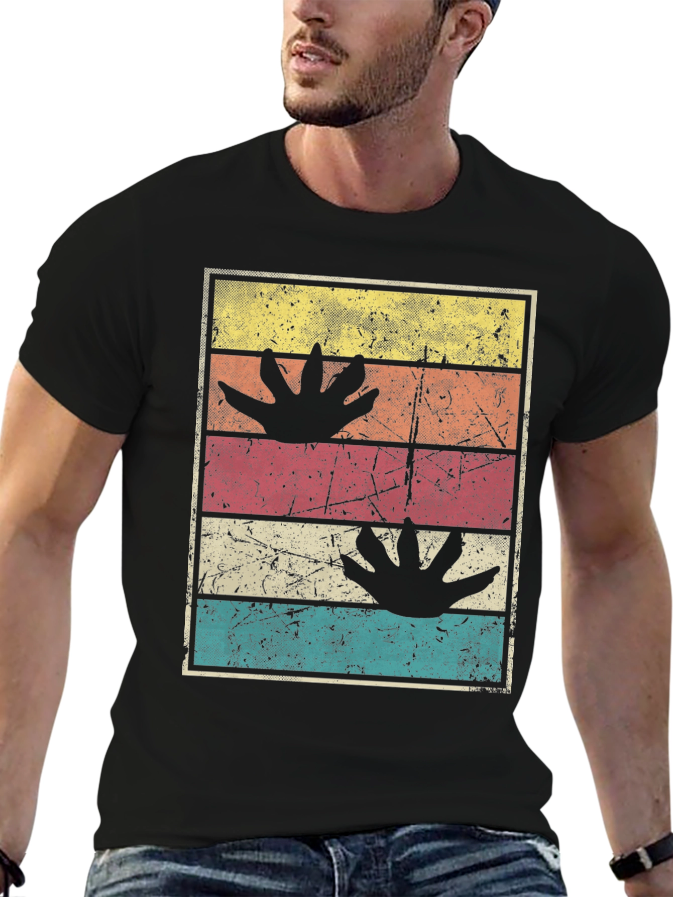 Retro Dinosaur Paw Print T-Shirt