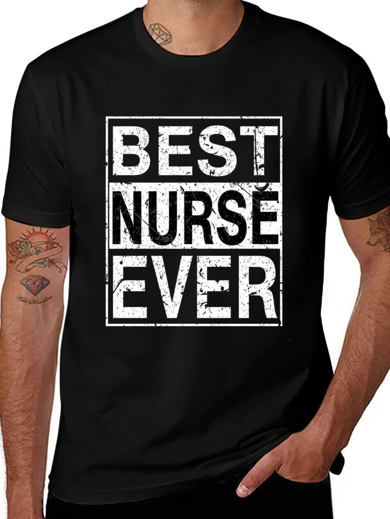 Best Nurse Ever Graphic Tee - Black Cotton T-Shirt