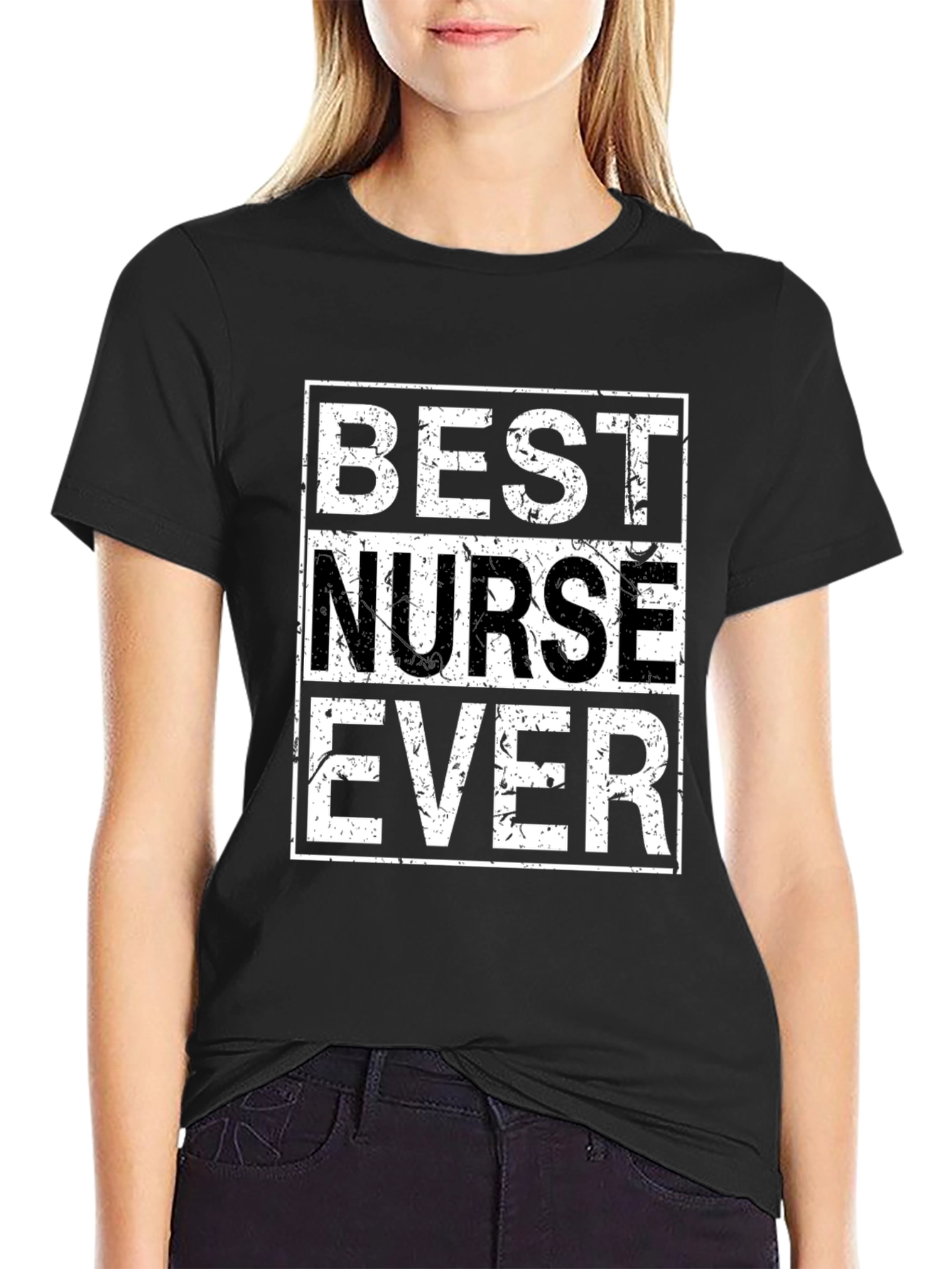 Best Nurse Ever Graphic Tee - Black Cotton T-Shirt
