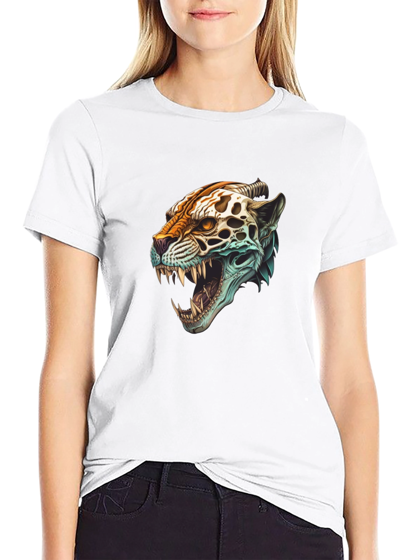 Jaguar Skull Graphic Print T-Shirt