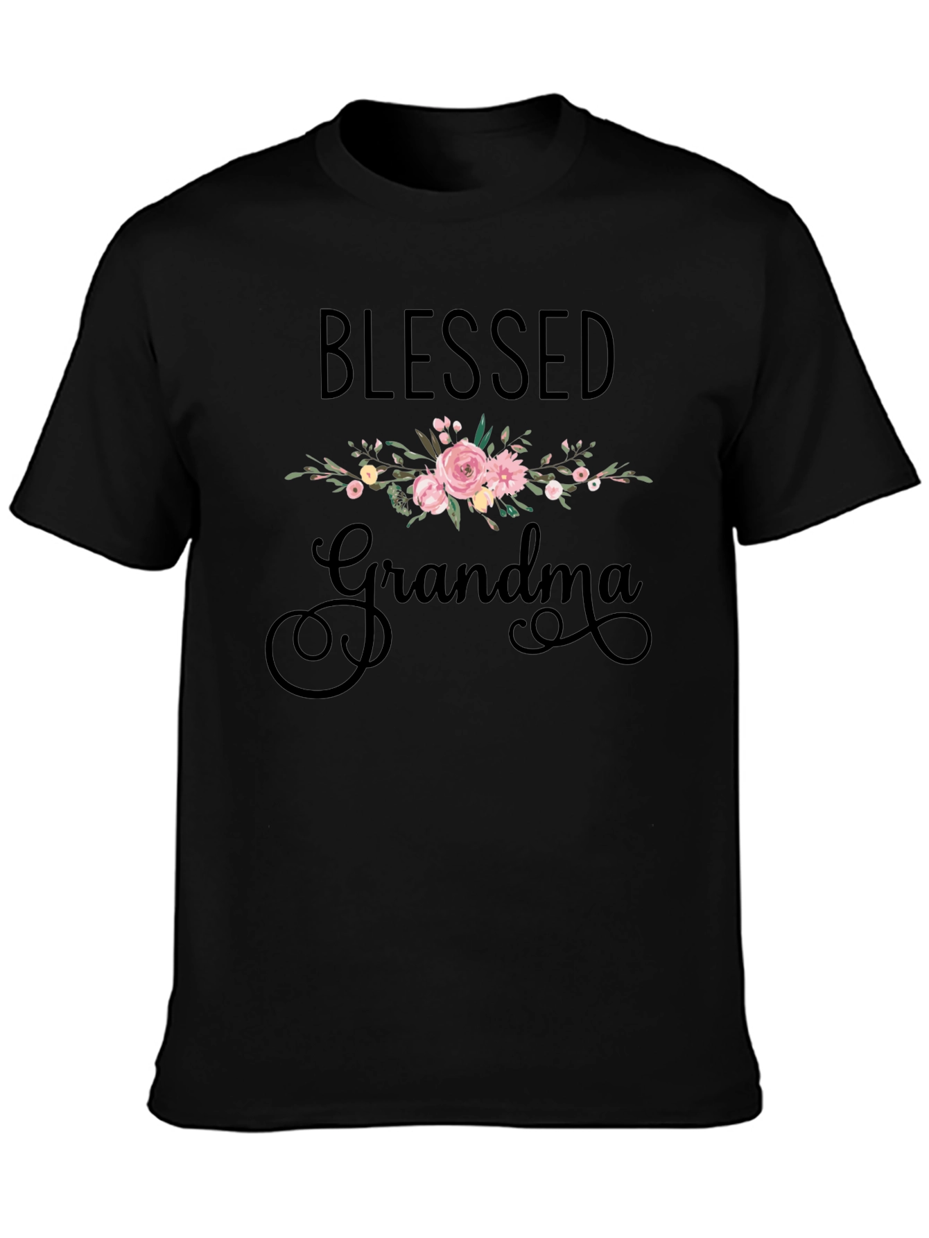 Blessed Grandma Floral T-Shirt - Black