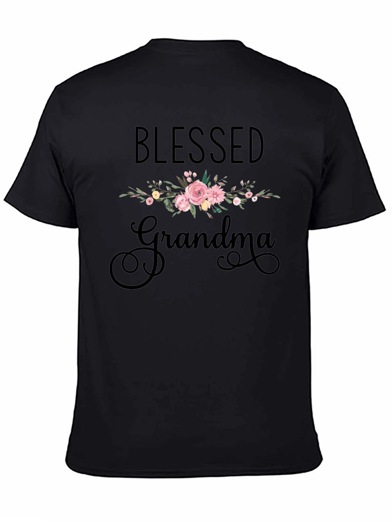 Blessed Grandma Floral T-Shirt - Black