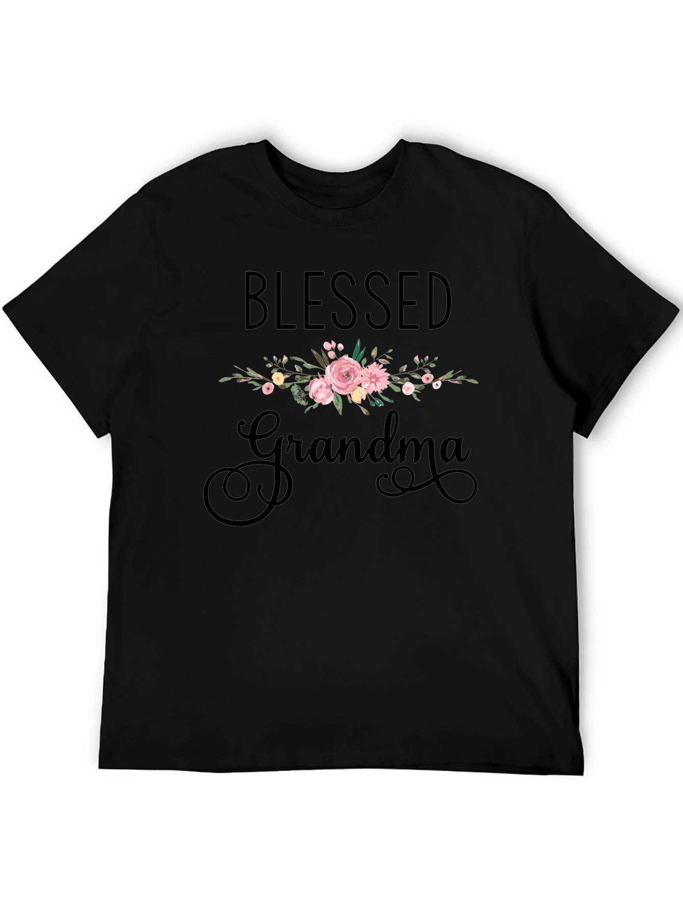 Blessed Grandma Floral T-Shirt - Black