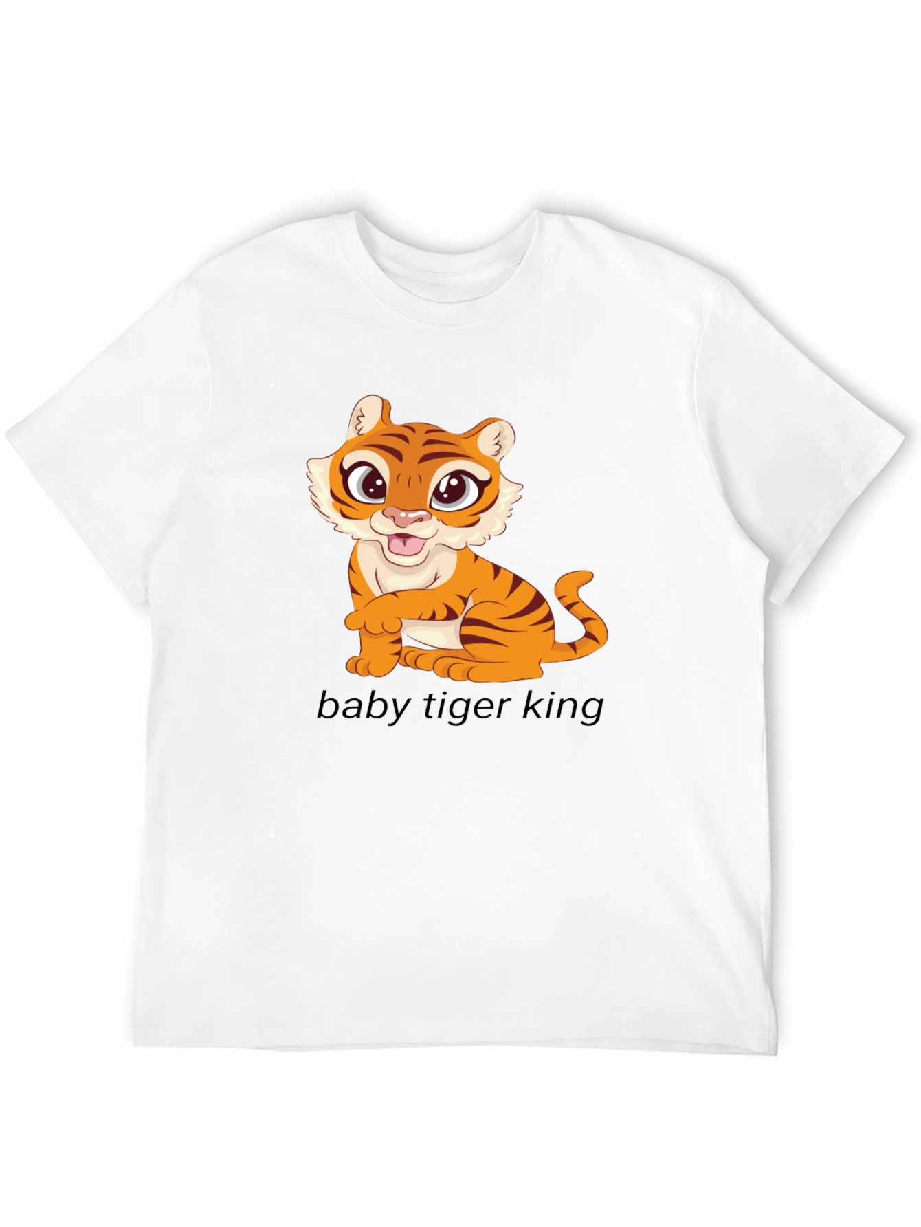 Cute Baby Tiger Graphic Tee - Black Cotton T-Shirt