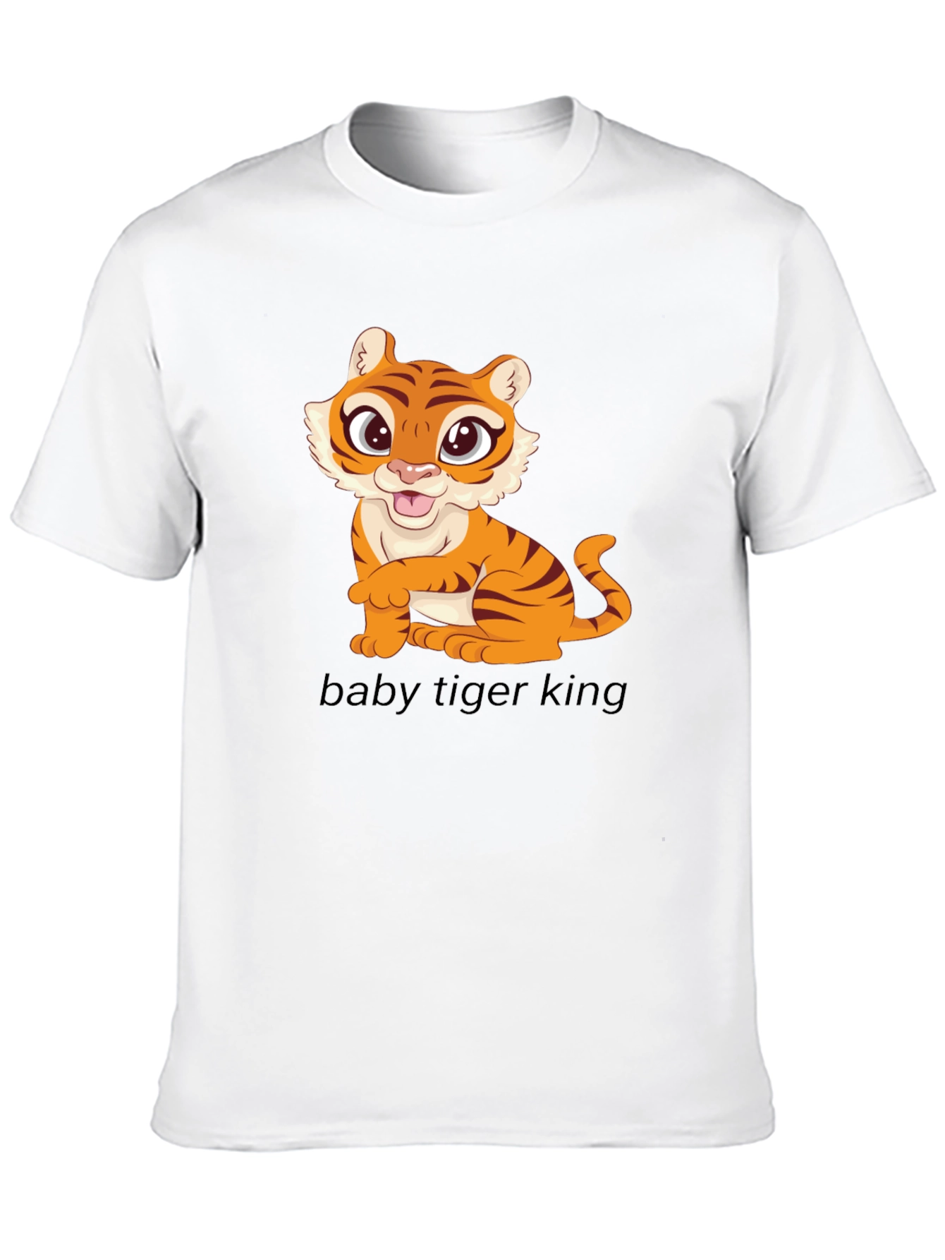 Cute Baby Tiger Graphic Tee - Black Cotton T-Shirt