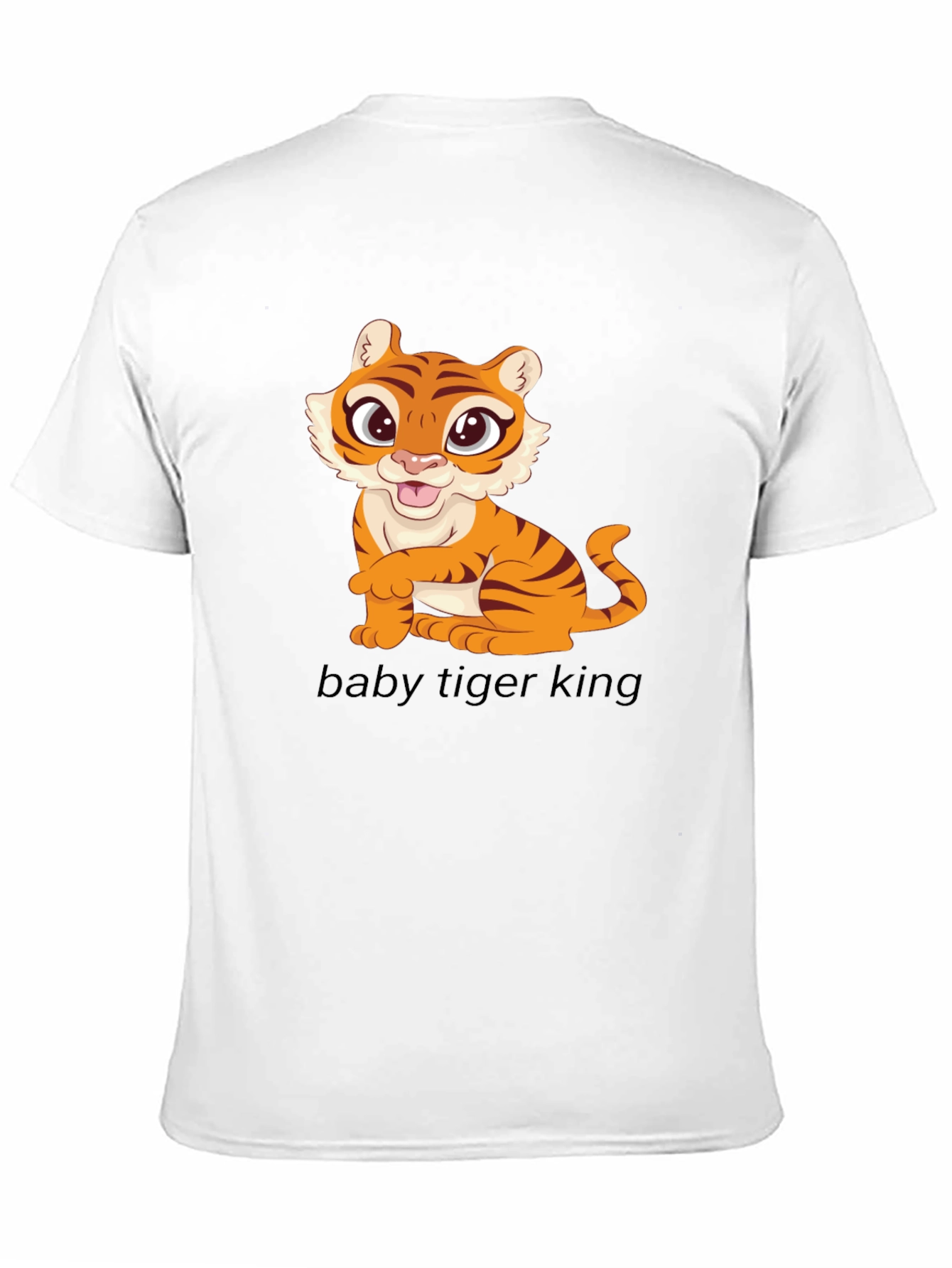 Cute Baby Tiger Graphic Tee - Black Cotton T-Shirt